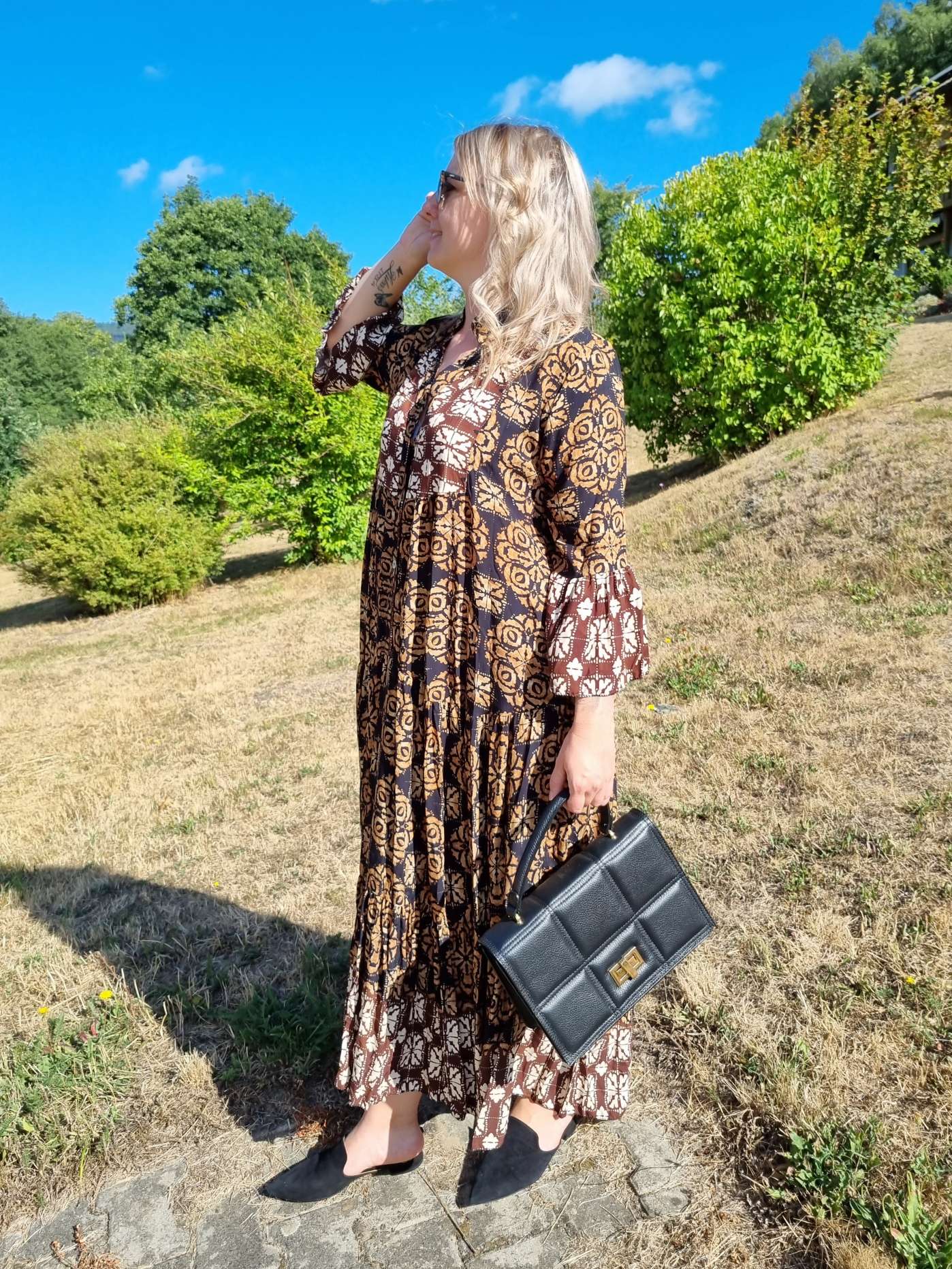 MAXI TUNIKA DRESS ISABELL SCHWARZ 34-40/42 Made in Italy langes Kleid Hängerchen Tunikakleid MAXI TUNIKA DRESS ISABELL SCHWARZ 34-40/42 Made in Italy langes Kleid Hängerchen Tunikakleid