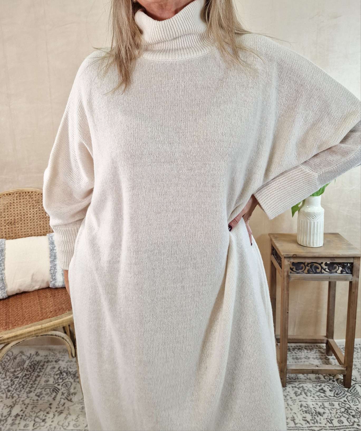 CASHMERE DRESS STELLA CREME 34-44 Made in Italy Strick Kleid Long Pullover CASHMERE DRESS STELLA CREME 34-44 Made in Italy Strick Kleid Long Pullover