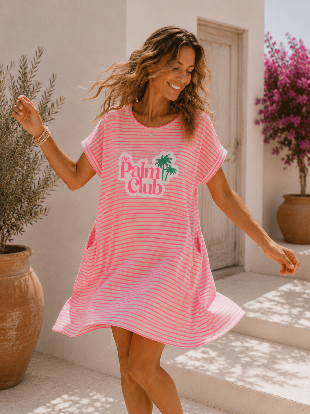 T-Shirt Kleid Valencia Stripes Palm Club Made in Italy 34-40/42