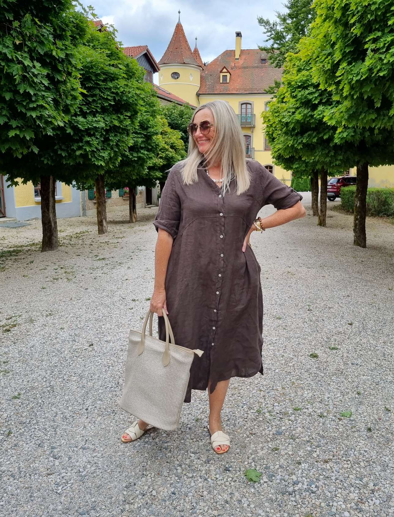 LINEN DESS WILMA BRAUN 34-42 Made in Italy Leinen Kleid Long Bluse Mantel LINEN DESS WILMA BRAUN 34-42 Made in Italy Leinen Kleid Long Bluse Mantel