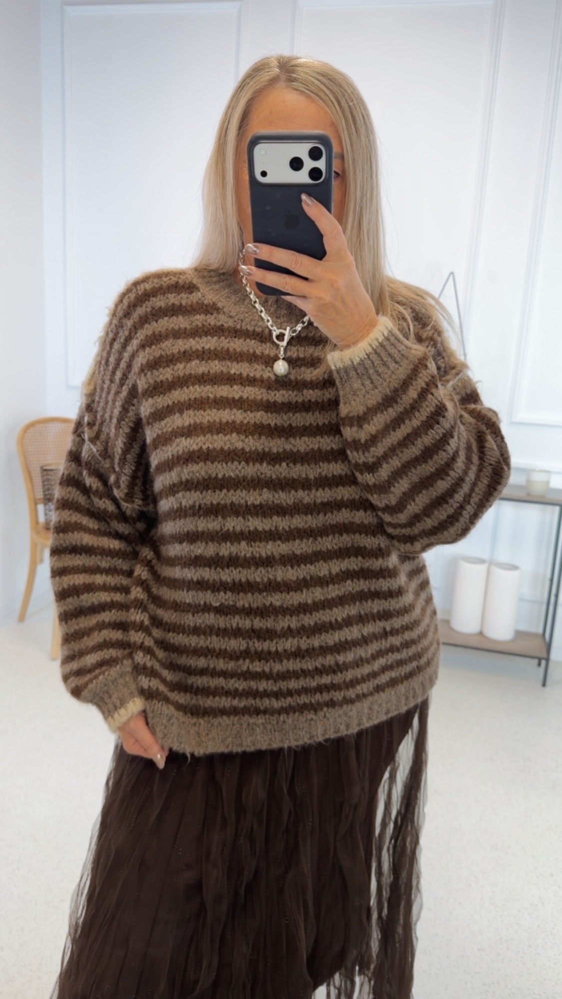 KURZER KNIT SWEATER MARIELLA im Streifendesign 34-42/44 Made in Italy Strick Pullover Pulli