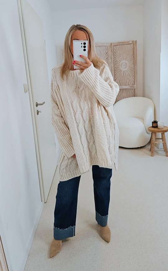 STRICKPULLOVER ZOPFMUSTER TARA Oversize Pullover Made in Italy 36 - 48/50 STRICKPULLOVER ZOPFMUSTER TARA Oversize Pullover Made in Italy 36 - 48/50