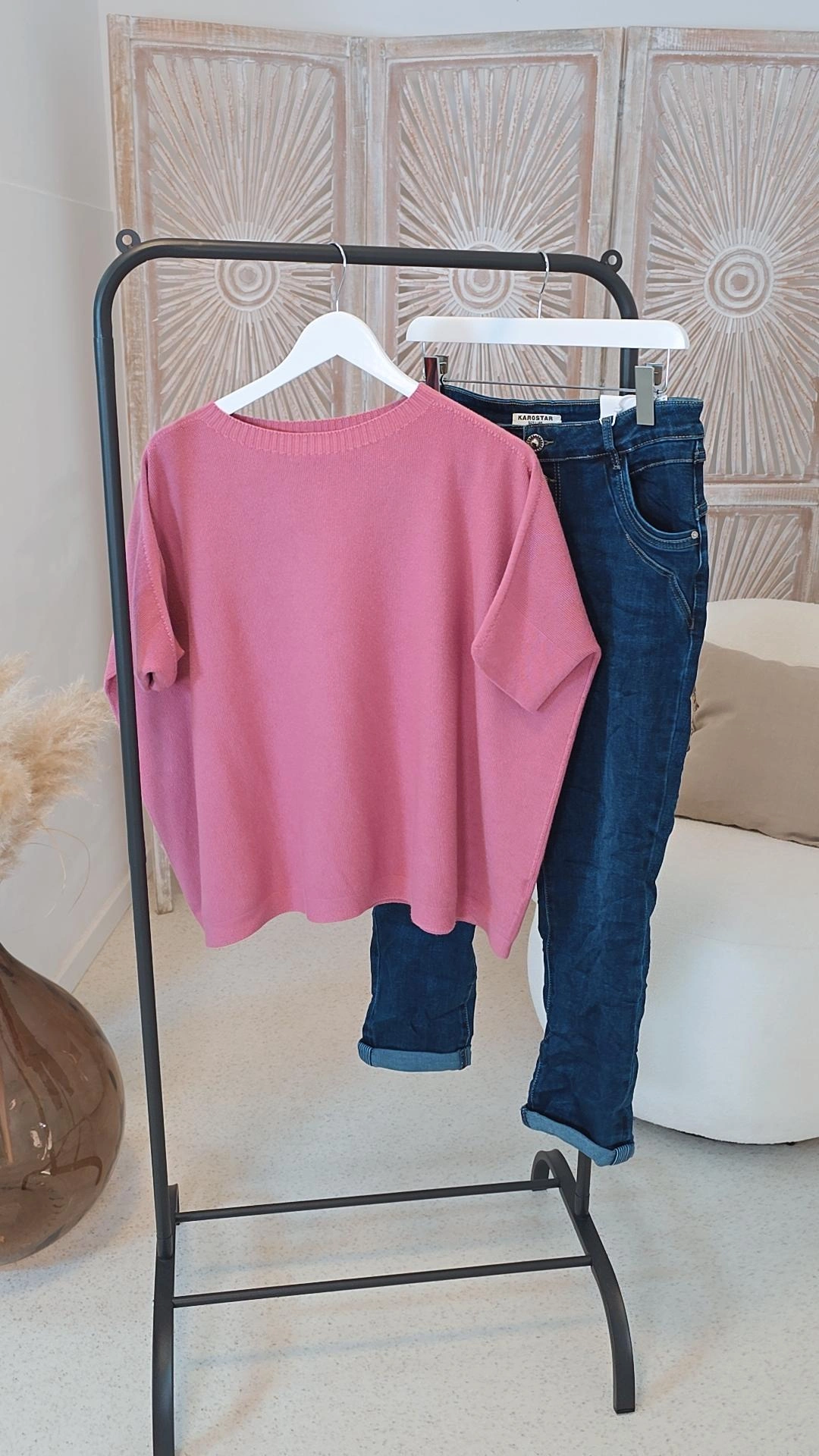 VISKOSE-STRICKSHIRT LEANDRA HALBARM 34-44 Made in Italy Kurzarm Pullover