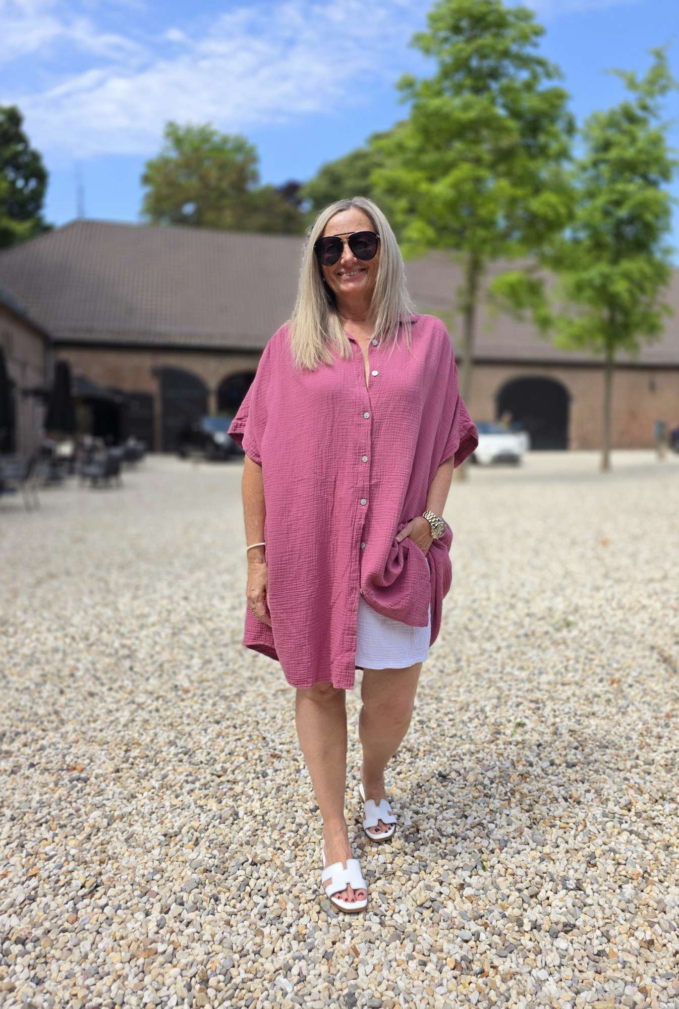 OVERSIZE MUSSELIN BLUSE SA COMA UNI MIDDI Made in Italy 34-46/48