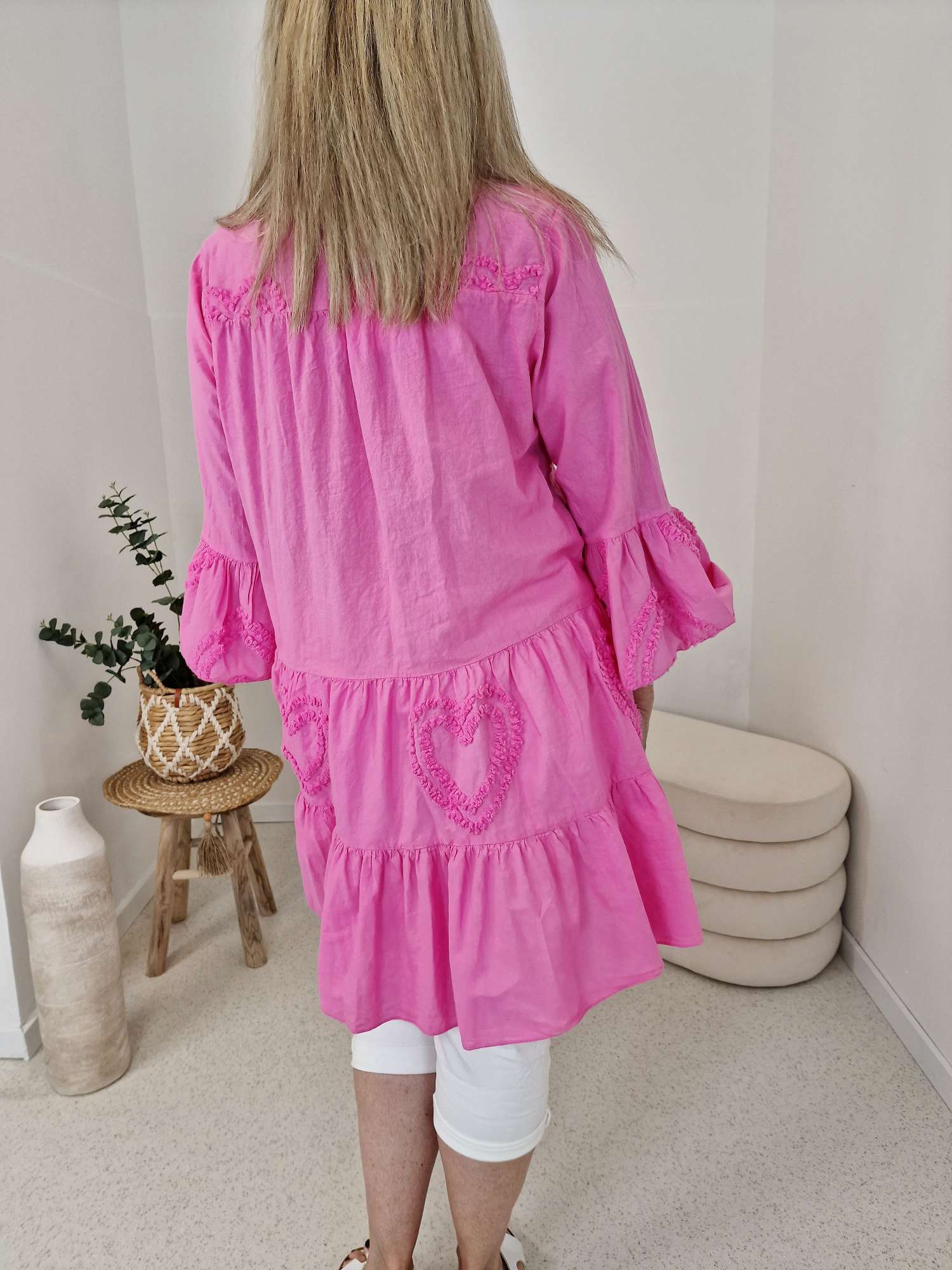 TUNIKA DRESS CLAIRE HEART PINK 34-42 Made in Italy Midi Kleid TUNIKA DRESS CLAIRE HEART PINK 34-42 Made in Italy Midi Kleid