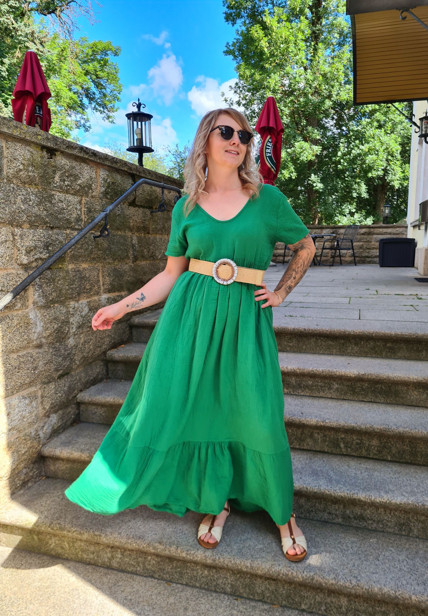 MUSSELIN TUNIKA DRESS LARISA GRÜN 34-42 Made in Italy Maxi Kleid Oversize Hängerchen MUSSELIN TUNIKA DRESS LARISA GRÜN 34-42 Made in Italy Maxi Kleid Oversize Hängerchen