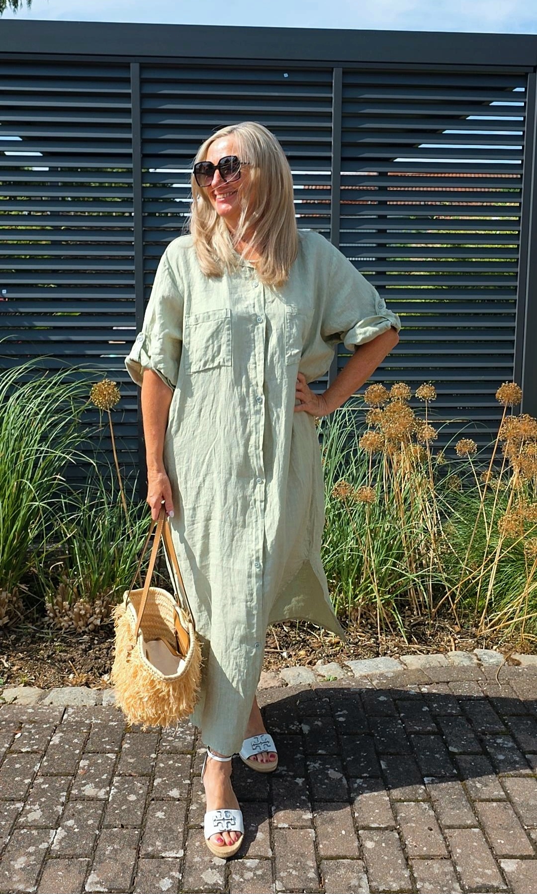 LINEN DRESS ESTELA Made in Italy 34 - 44/46 Leinen Blusen Kleid