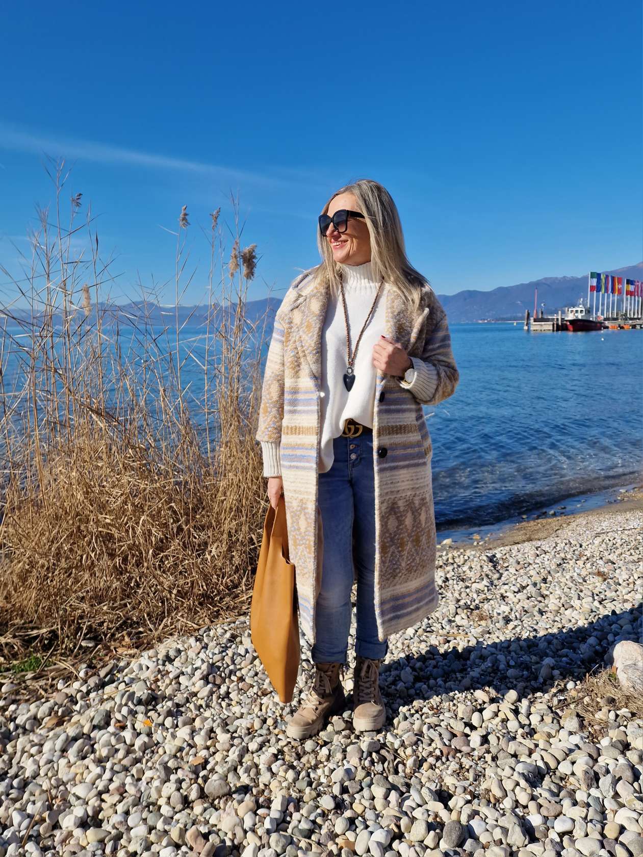 WOLL MANTEL KATHRIN BEIGE HELLBLAU 34-42 Made in Italy Winter Jacke Coat