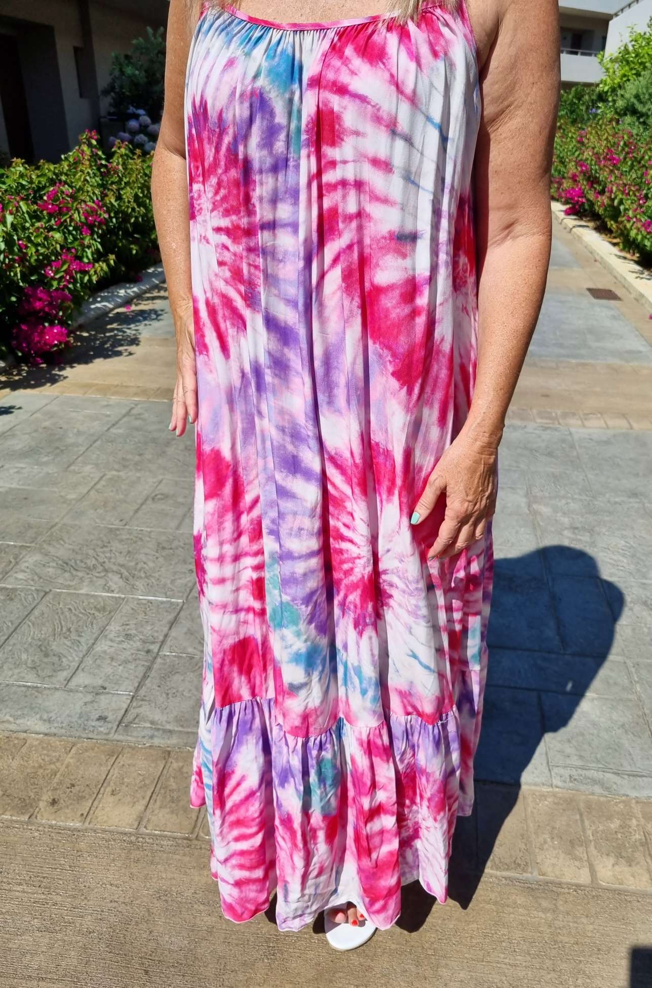 SPAGHETTI DRESS DALLAS PINK 34-42 Made in Italy Maxi Kleid Sommer Strandkleid Abendkleid BATIK Tie Dye SPAGHETTI DRESS DALLAS PINK 34-42 Made in Italy Maxi Kleid Sommer Strandkleid Abendkleid BATIK Tie Dye
