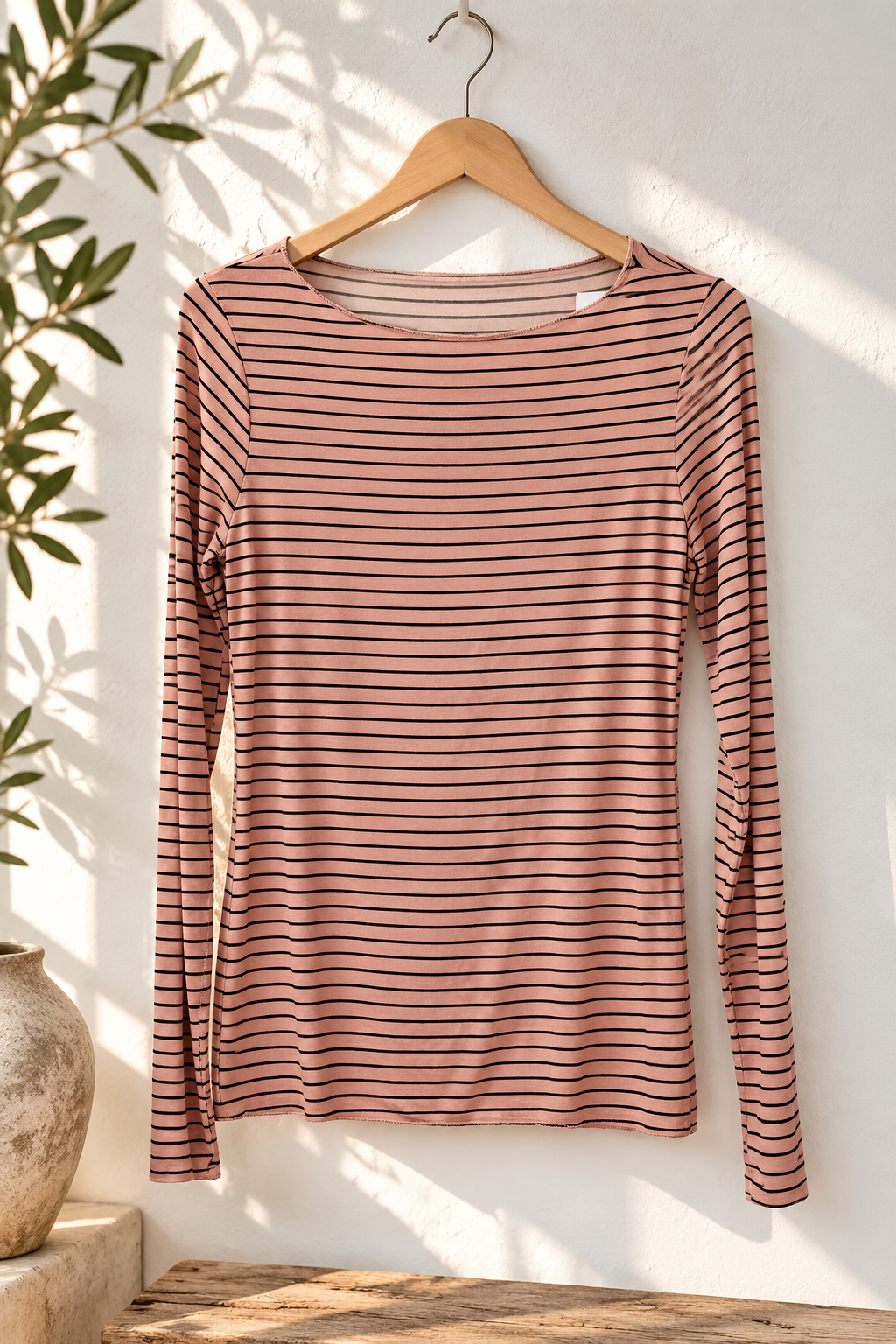 COMFY STRETCH LANGARMSHIRT STREIFEN Made in Italy Gr.  34- 40/42 LS0113 Cashmere