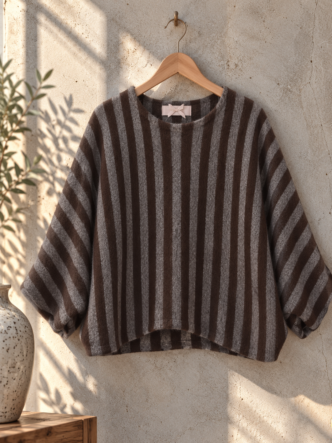 H00119 Oversize Fledermaus-Strickpullover mit Alpaka I 34-46/48 I Made in Italy