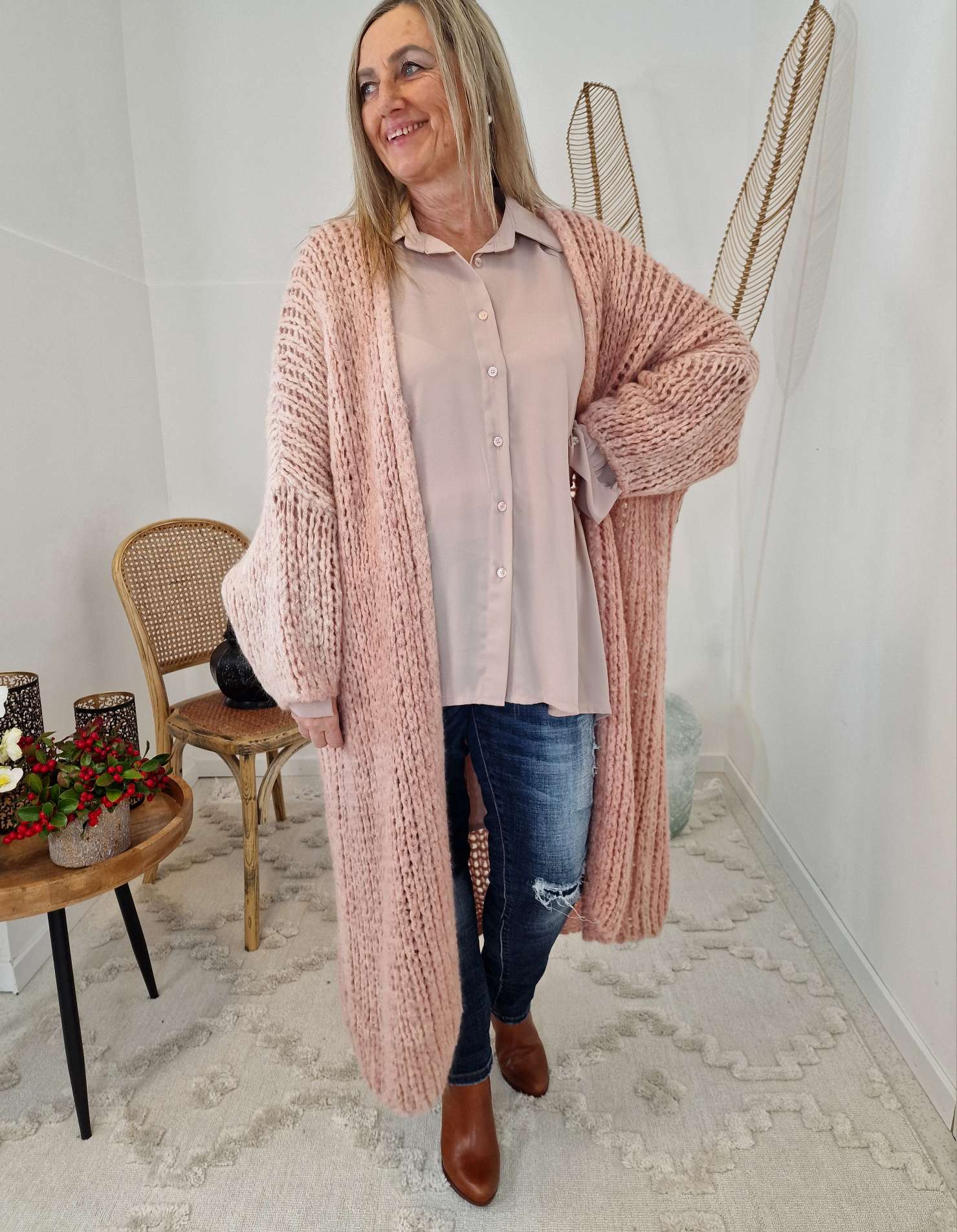 KNIT CARDIGAN LUCIEN ROSA 34-42 Made in Italy Strickjacke Mantel KNIT CARDIGAN LUCIEN ROSA 34-42 Made in Italy Strickjacke Mantel
