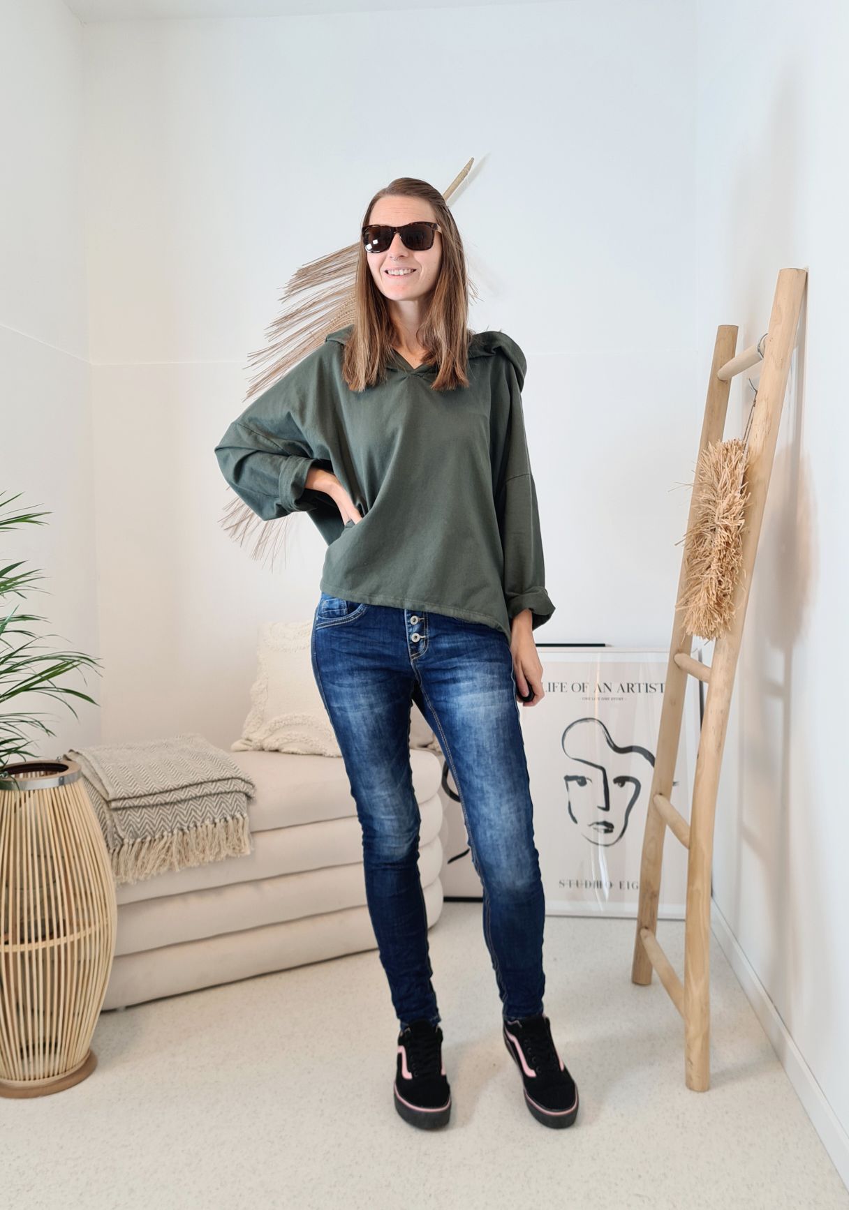 HOODIE NAOMI KHAKI Sweater Kapuze Made in Italy 34-42 Longsleeve Pullover LEO Leopard HOODIE NAOMI KHAKI Sweater Kapuze Made in Italy 34-42 Longsleeve Pullover LEO Leopard