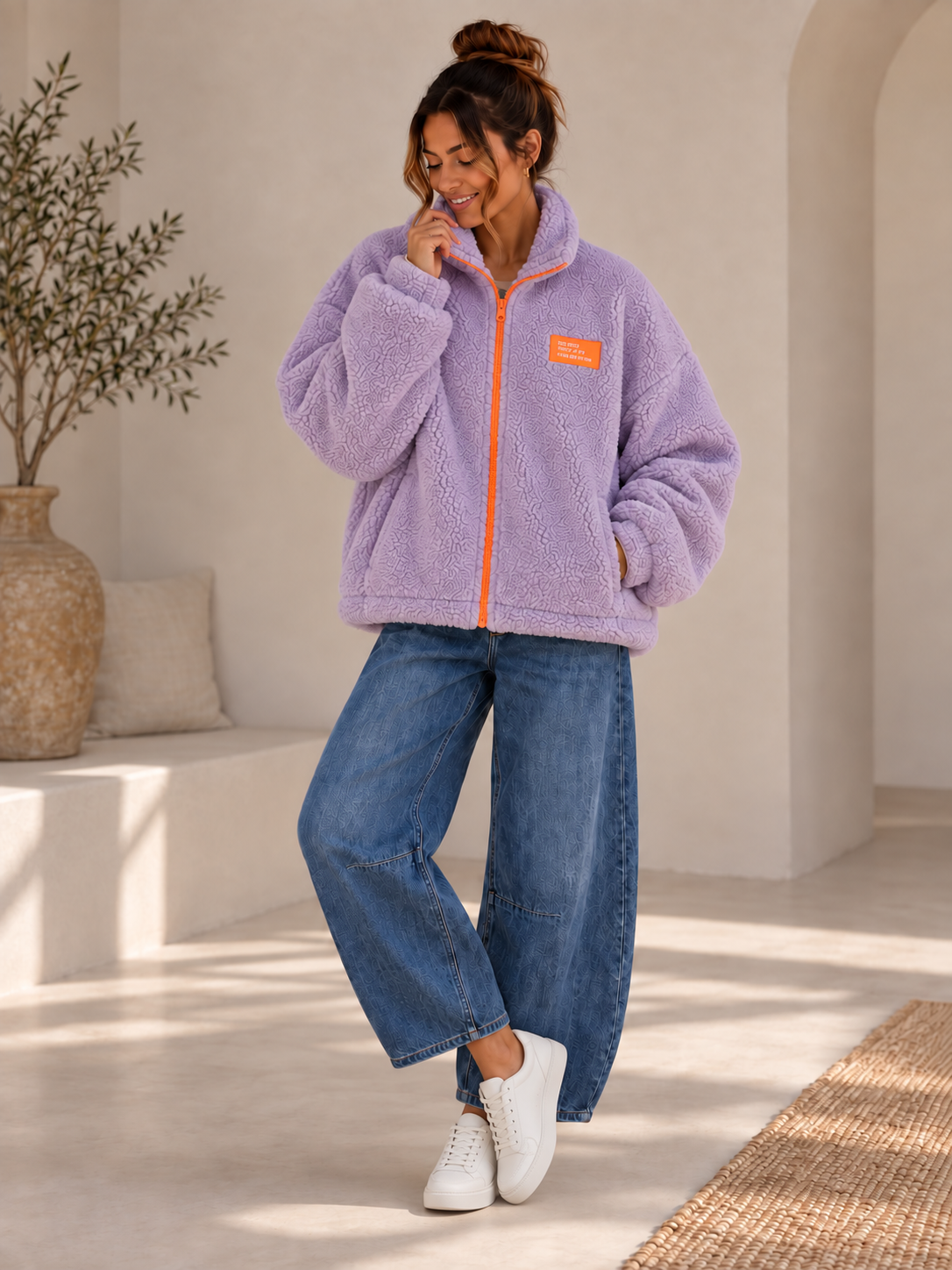 Oversize Teddyjacke mit Patch – Made in Italy | bis ca. Gr. 44 | TJ0092