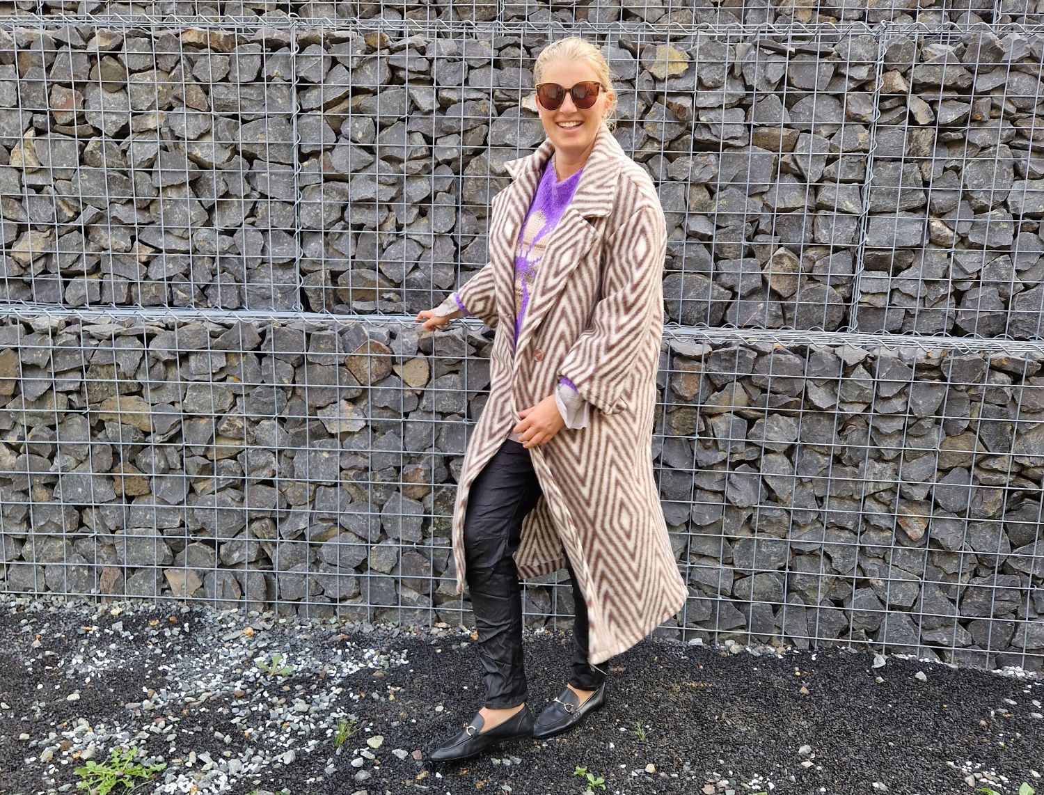 WOLL MANTEL MERLE STRIPES BRAUN 36-42 Made in Italy Winter Jacke Fleece Mantel COAT WOLL MANTEL MERLE STRIPES BRAUN 36-42 Made in Italy Winter Jacke Fleece Mantel COAT