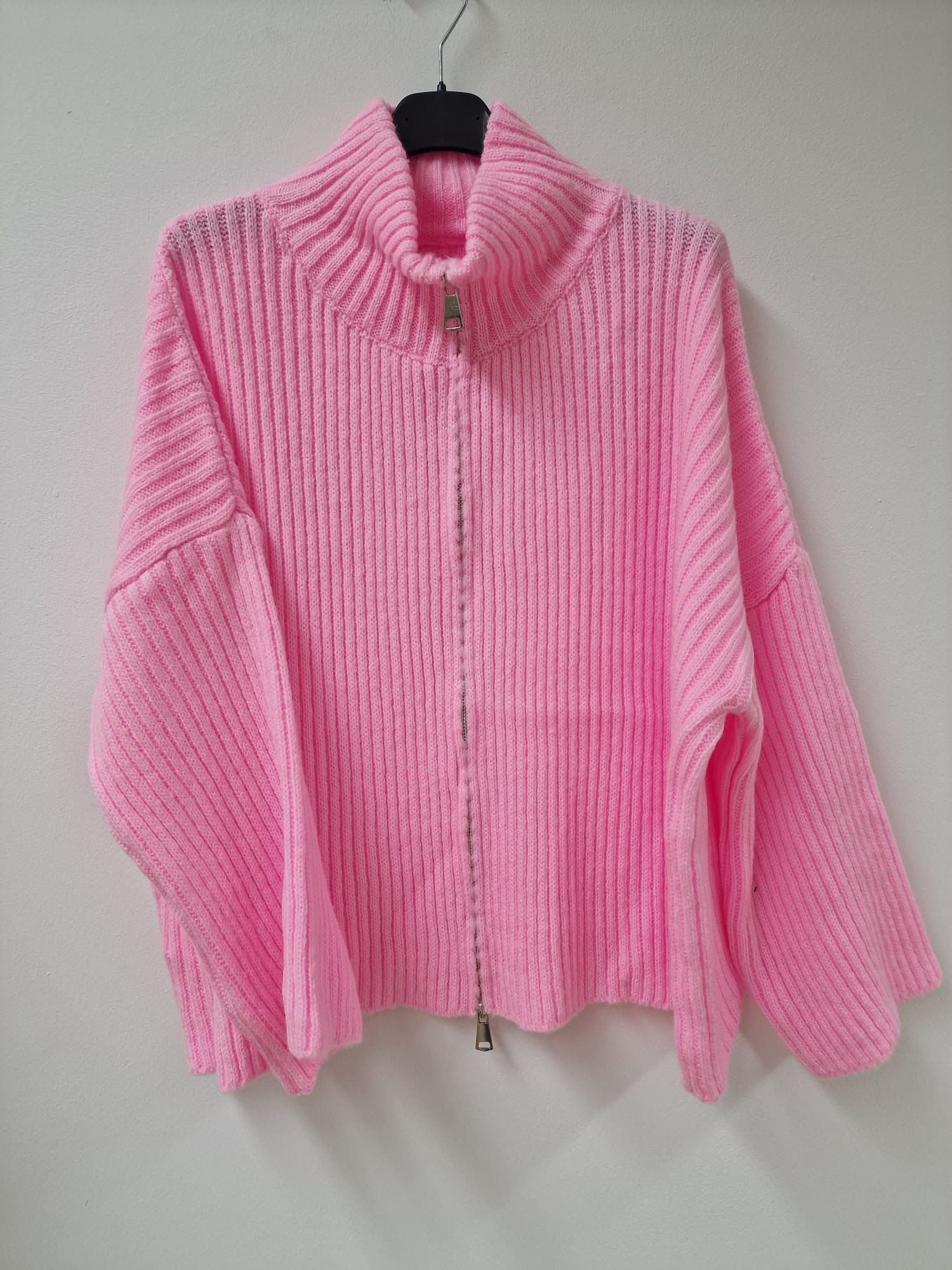Uni Strickjacke mit Zwei-Wege-Zipper & breitem Rippkragen | SJ0103 | Made in Italy
