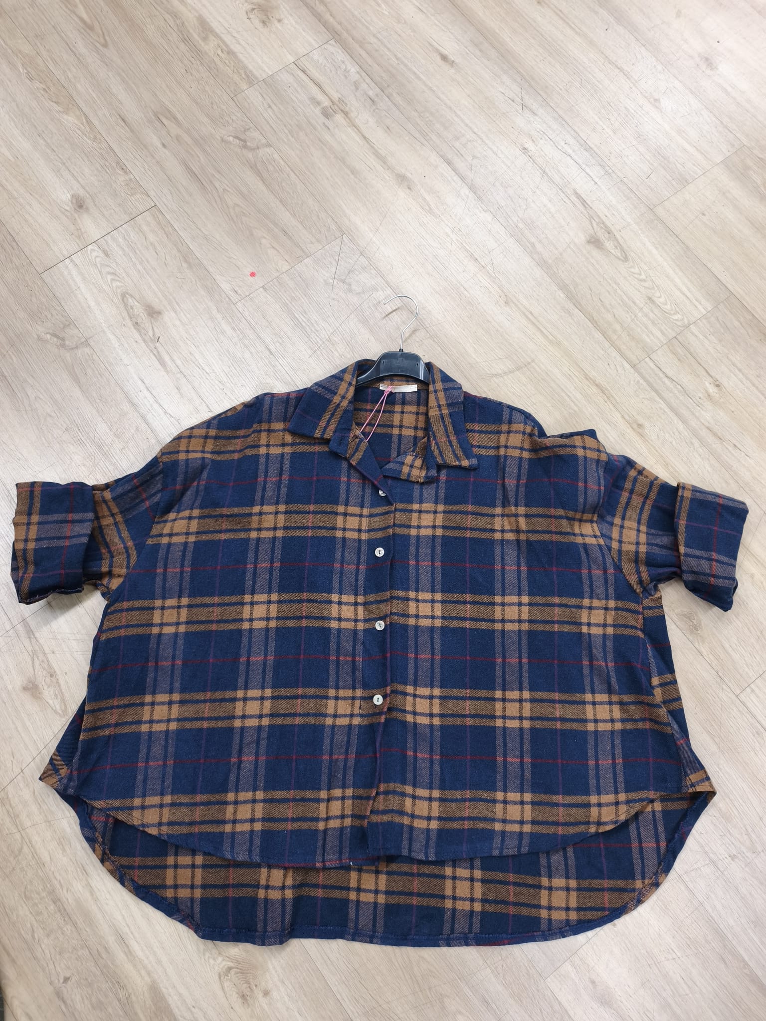 Cozy Flanell Karo Oversize-Bluse I BL0132 I 34-44 I Made in Italy
