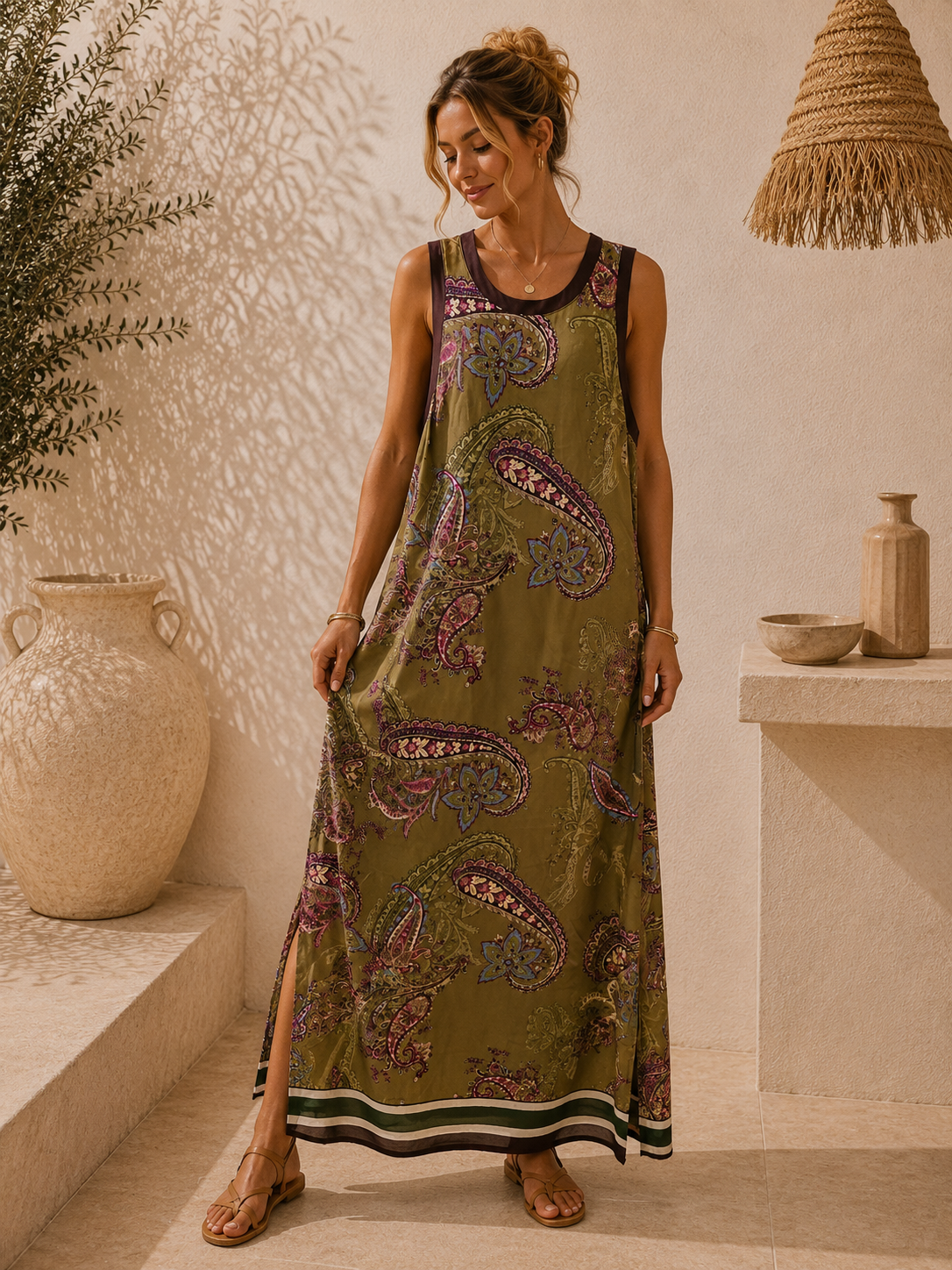 Satin-Kleid Evelina Paisley Made in Italy Viskose Qualtiät Gr. 34-40/42