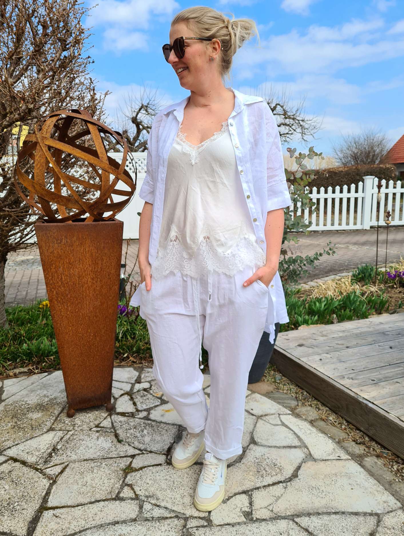 LINEN TUNIKA AREZZO LONG WEISS Leinen Bluse Kleid Made in Italy 34-42 Longbluse LINEN TUNIKA AREZZO LONG WEISS Leinen Bluse Kleid Made in Italy 34-42 Longbluse