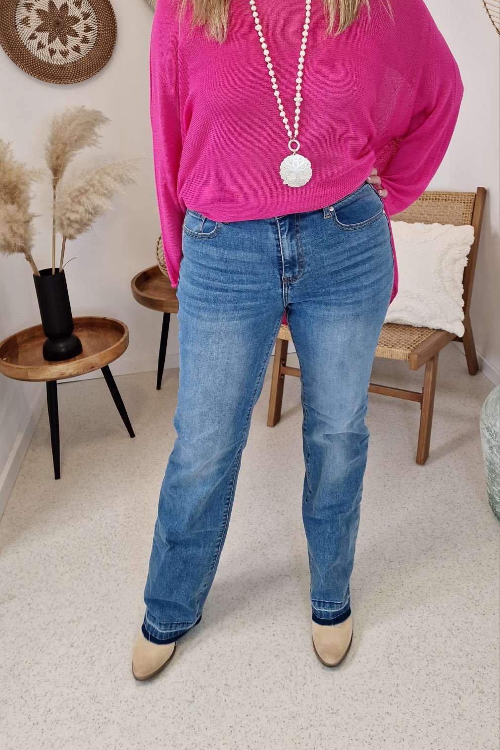 JEANS EMMA SCHLAGJEANS Denim Blue Hose Italy Style