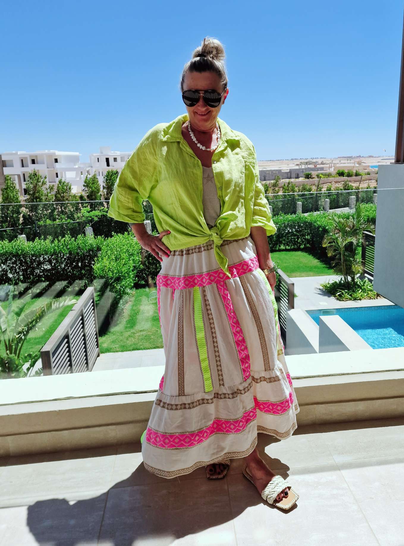MAXI SKIRT RUANDA PINK GELB 34-40 Made in Italy Maxi Rock Damenrock MAXI SKIRT RUANDA PINK GELB 34-40 Made in Italy Maxi Rock Damenrock