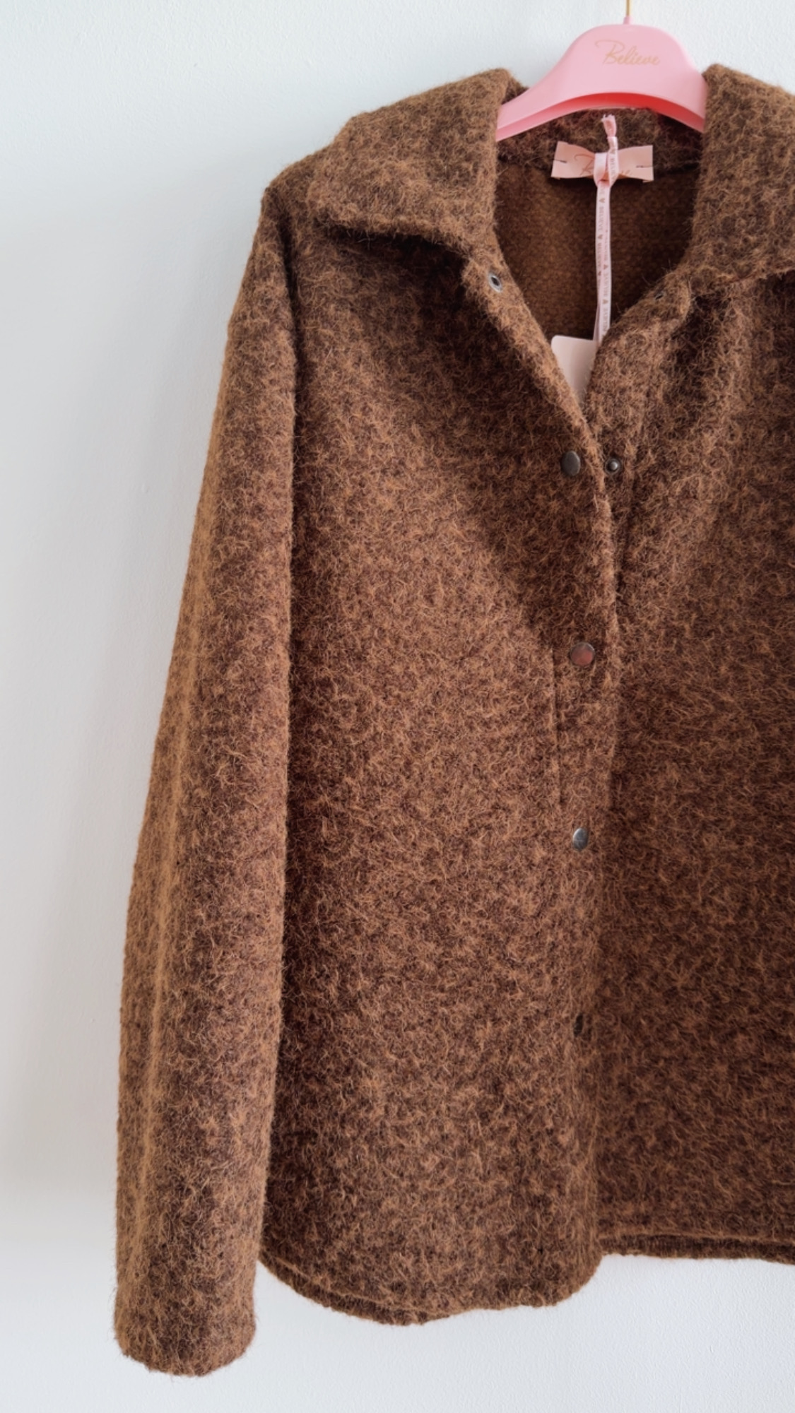 Hemdjacke No. JA014 | Flauschige Wolloptik | Made in Italy | Gr. 34–42