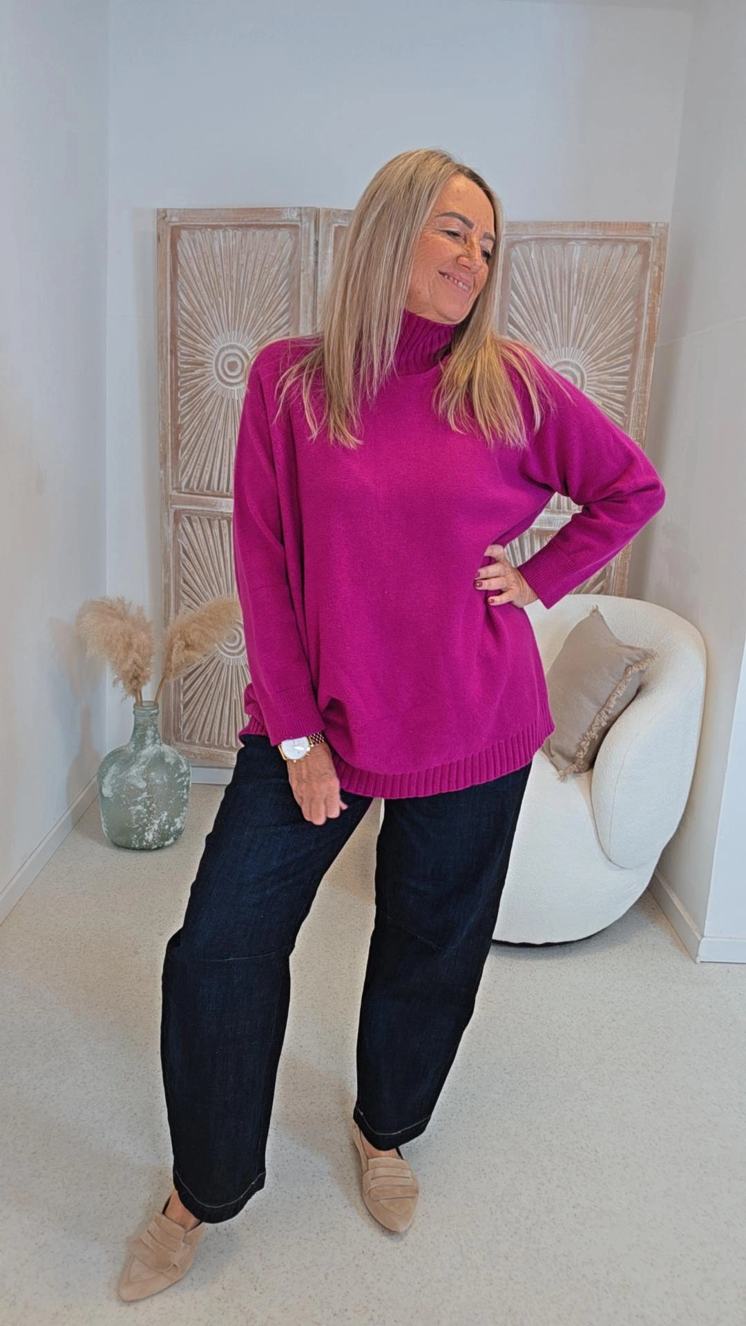 OVERSIZE KNIT SWEATER SAMANTHA Made in Italy 34-42/44 Strick Pullover