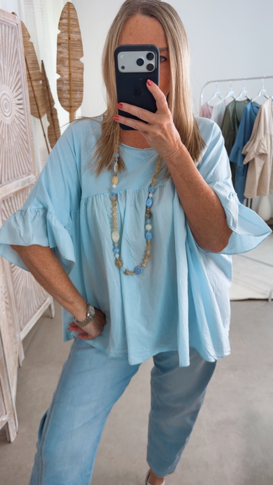 Basic-T-Shirt Velina Tulpenärmel Made in Italy 34-44 Bluse