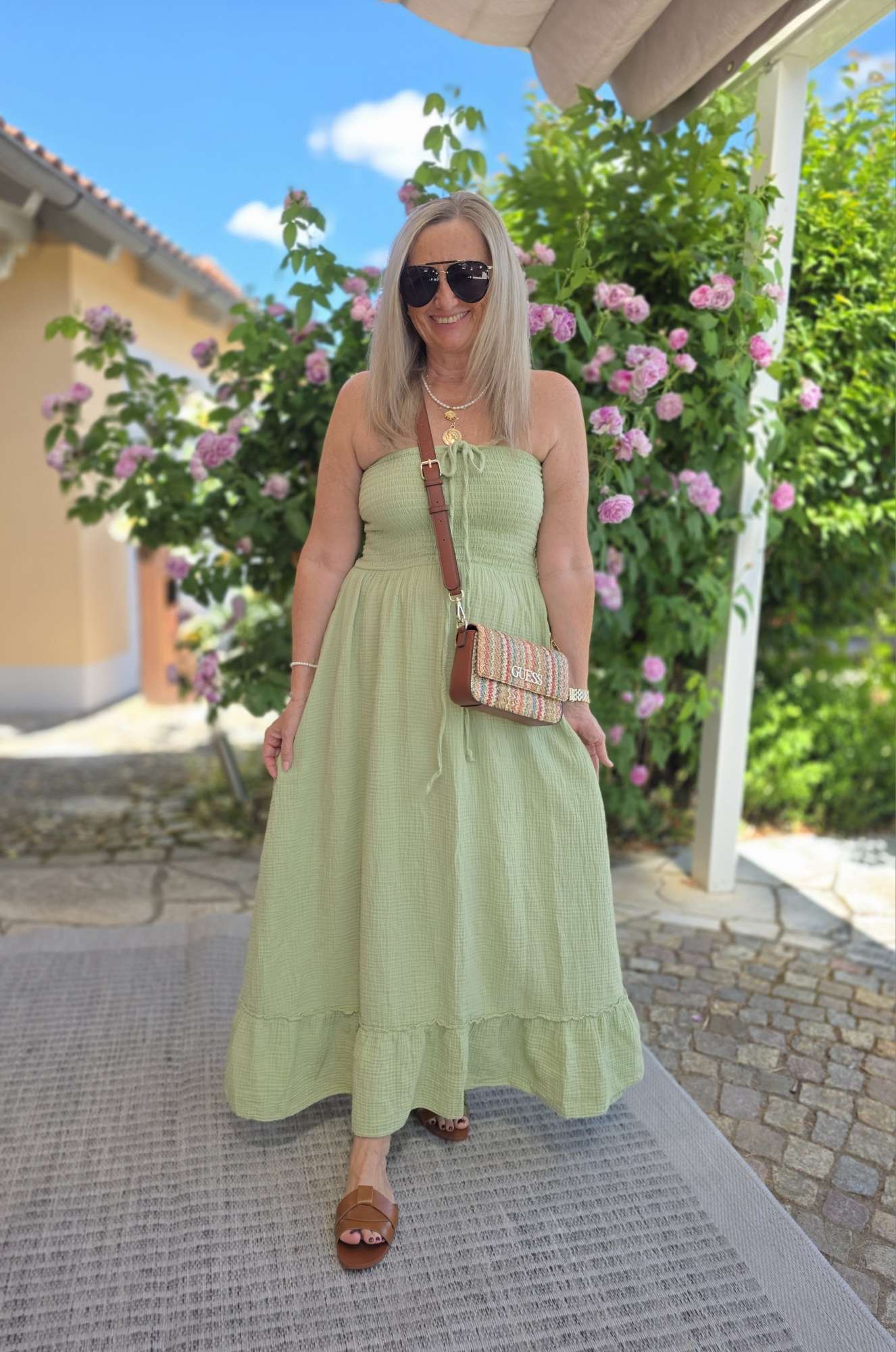 MUSSELIN KLEID LANZAROTE TRÄGERLOS Italystyle 34-40