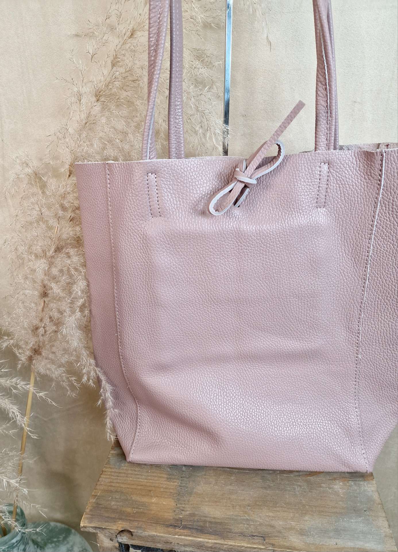 BASIC LEDER SHOPPER MARA NUDE Made in Italy Ledertasche Tasche 