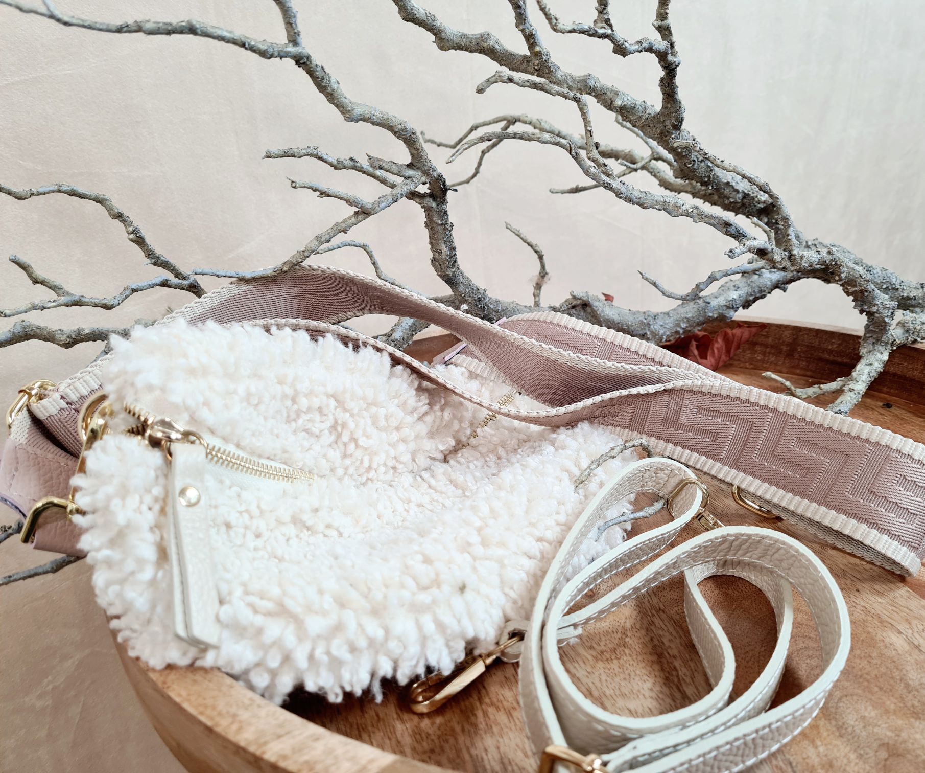 BAUCHTASCHE TEDDY M AURI CREME Umhängetasche mit Leder Made in Italy BAUCHTASCHE TEDDY M AURI CREME Umhängetasche mit Leder Made in Italy