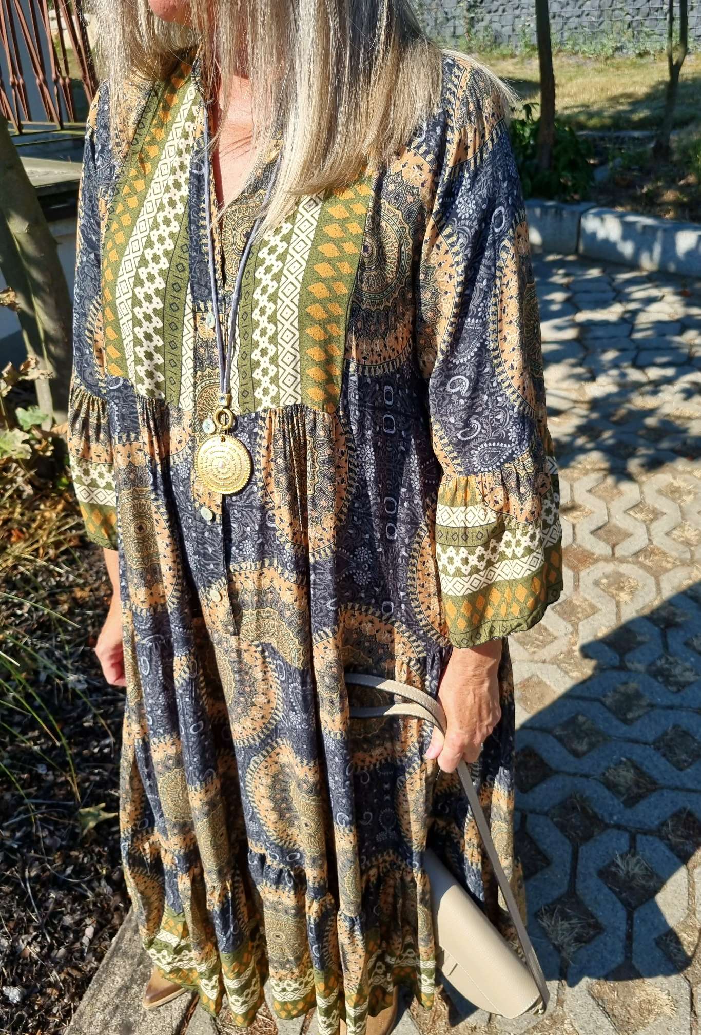 MAXI TUNIKA DRESS MICAELA BLACK KHAKI 34-42 Made in Italy langes Kleid Hängerchen Tunikakleid MAXI TUNIKA DRESS MICAELA BLACK KHAKI 34-42 Made in Italy langes Kleid Hängerchen Tunikakleid