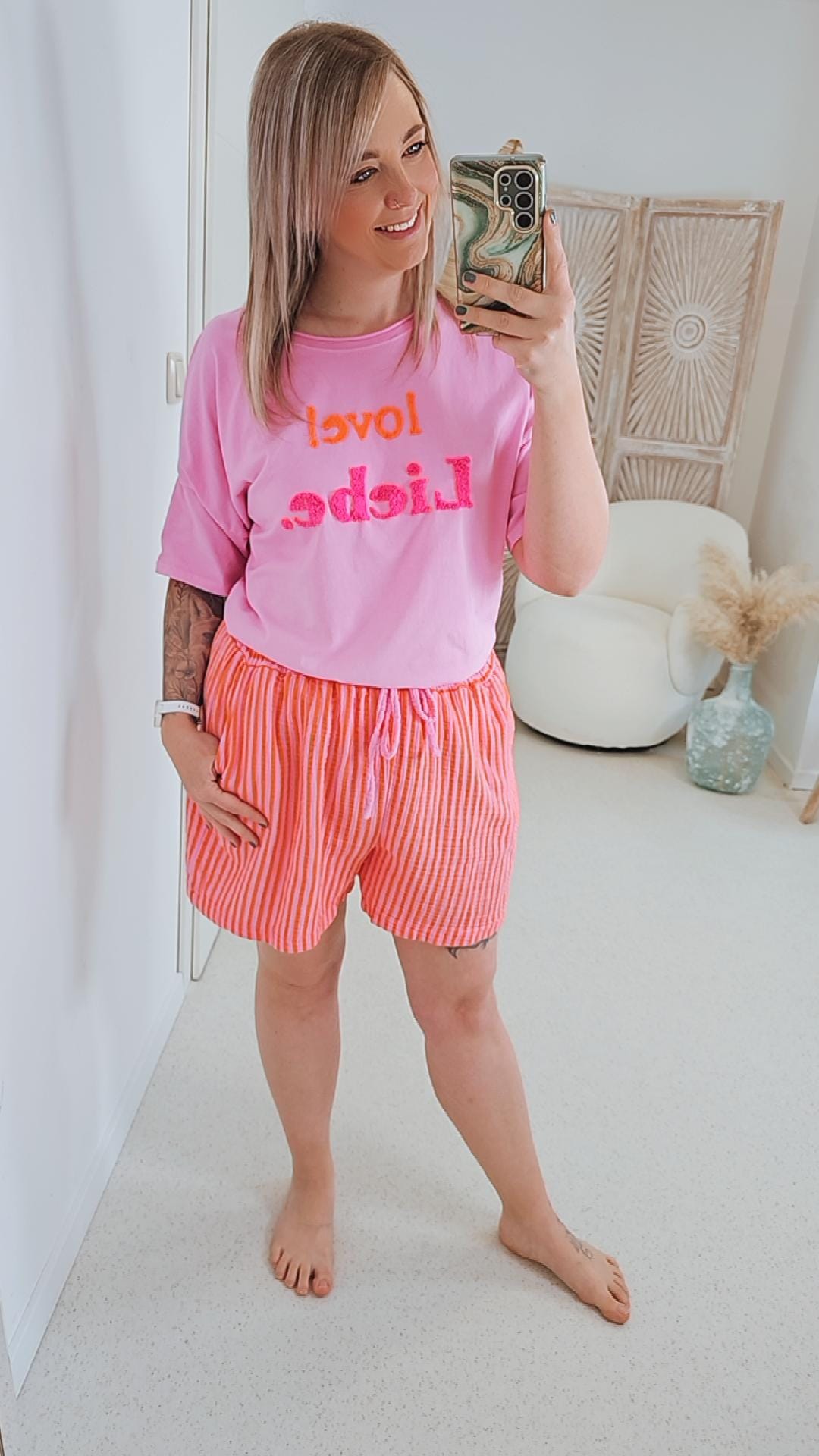 BASIC MUSSELIN STREIFEN SHORTS GINA 34 - 42 Made in Italy BOHO BEACH
