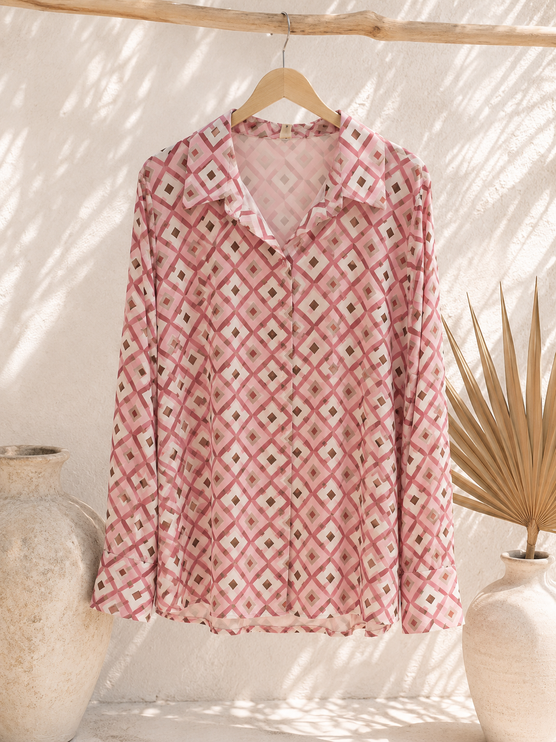 Bluse Valeria – Edle Kofferbluse mit grafischem Muster – Edle Kofferbluse mit grafischem Muster Made in Italy Gr 34-42