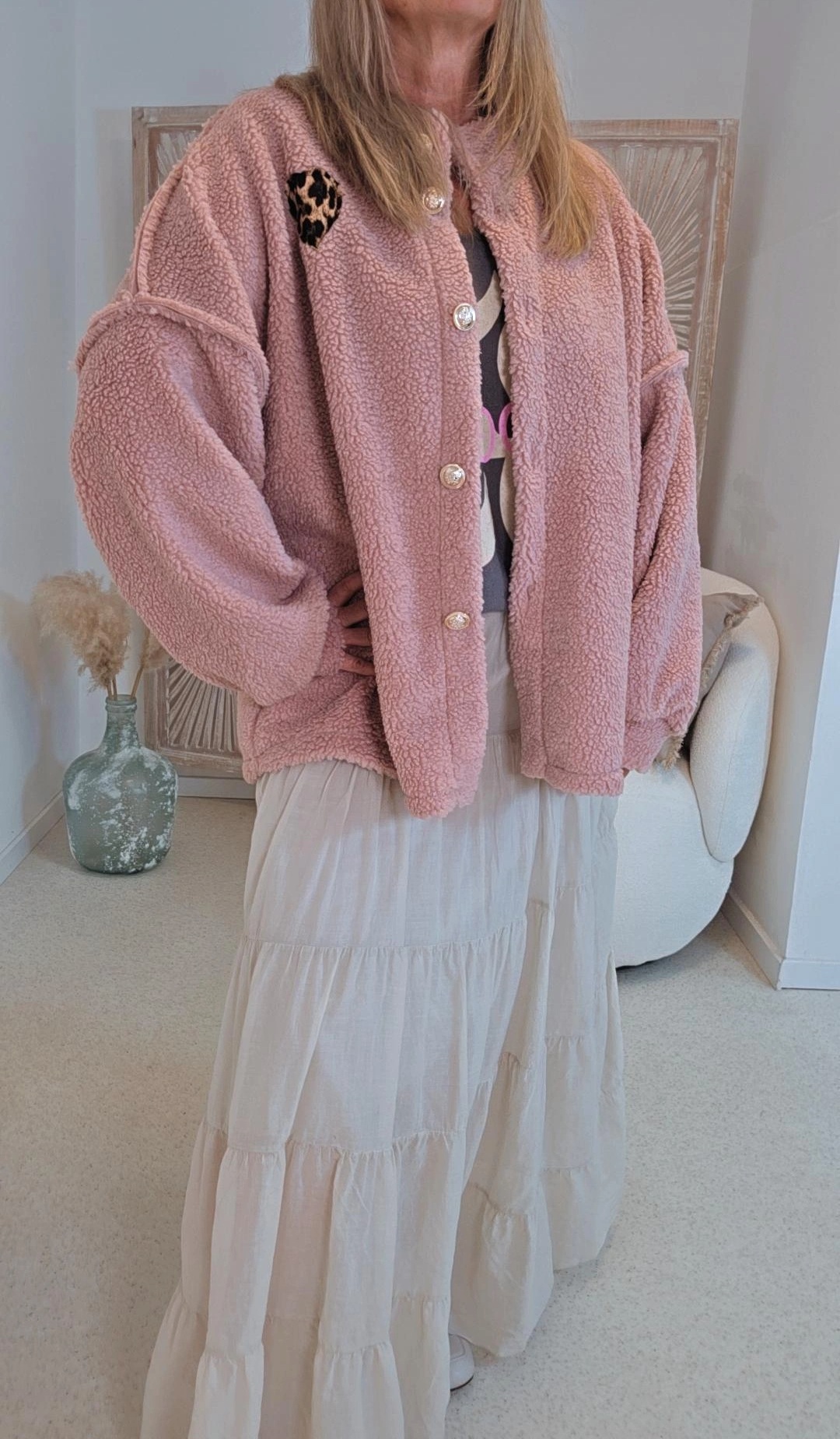 OVERSIZE TEDDY JACKE JANNIKA LEO HEART Made in Italy 36-44/46