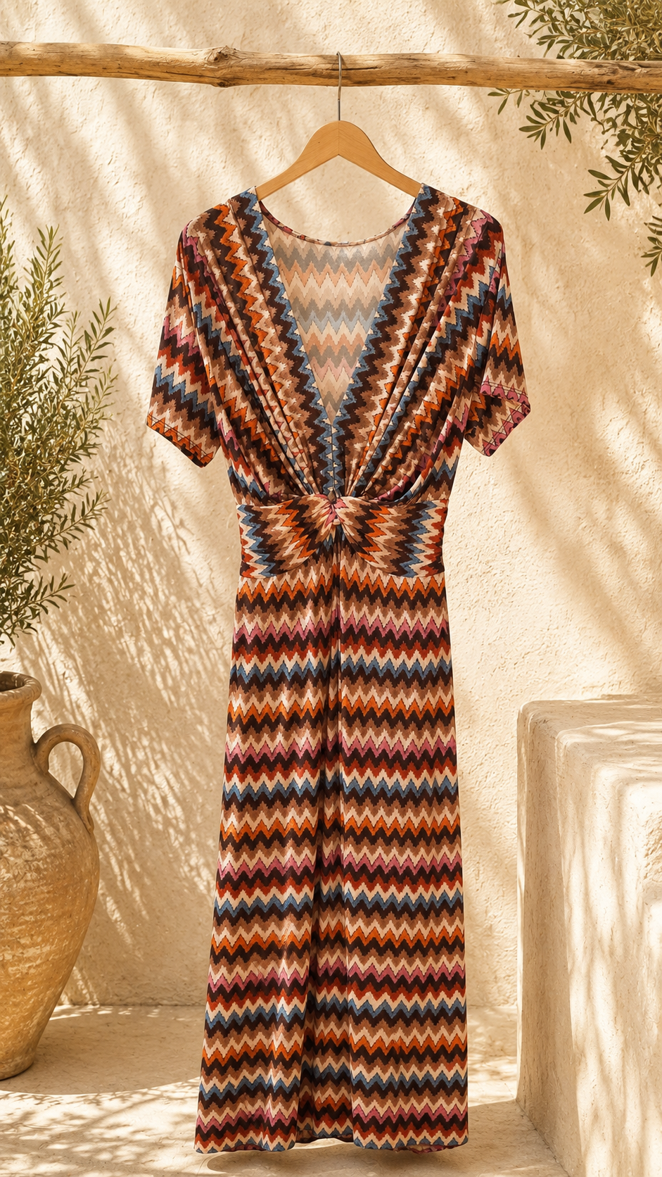 Maxi-Kleid „Alcudia“  ZickZack – Made in Italy Muster Gr. 34-42