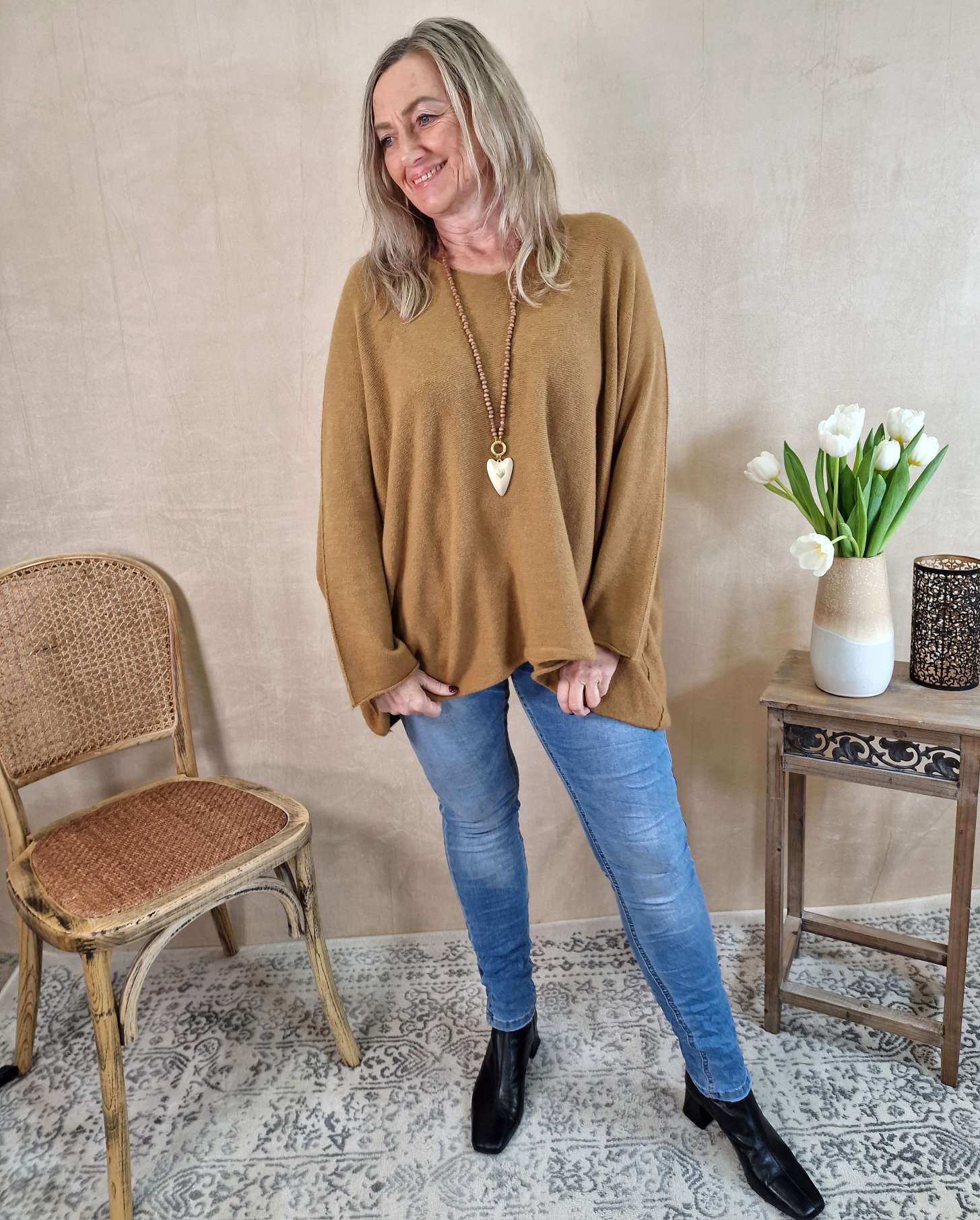 LIGHT KNIT SWEATER MARION CAMEL 34-42/44 Made in Italy Strickpullover Longsleeve LIGHT KNIT SWEATER MARION CAMEL 34-42/44 Made in Italy Strickpullover Longsleeve