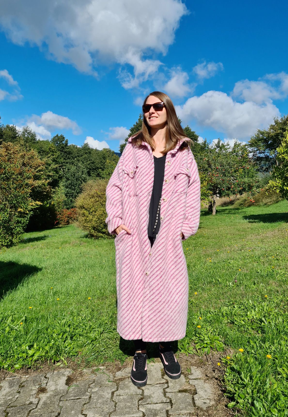 WOLL MANTEL PIA STRIPES BEERE 36-42 Made in Italy Winter Jacke Fleece Mantel COAT WOLL MANTEL PIA STRIPES BEERE 36-42 Made in Italy Winter Jacke Fleece Mantel COAT