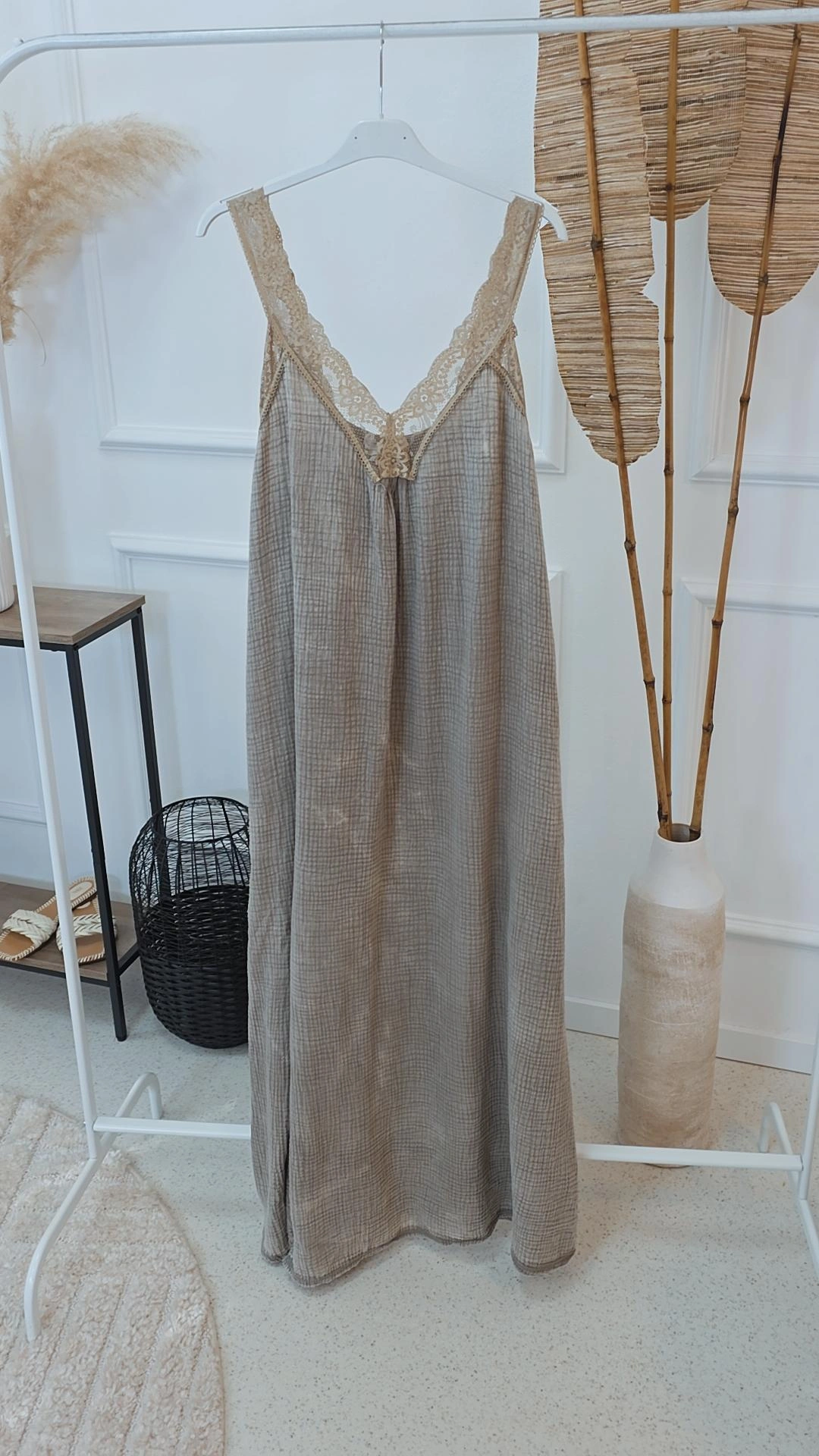 MUSSELIN LACE DRESS BAMBOO Spitzenkleid Made in Italy  34-42/44