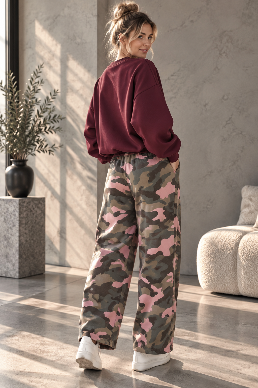 Ballon-Jogpant Amaris CAMOULFAGE HO0124 – lässige Basic Pants für jeden Tag Made in Italy 34-42/44