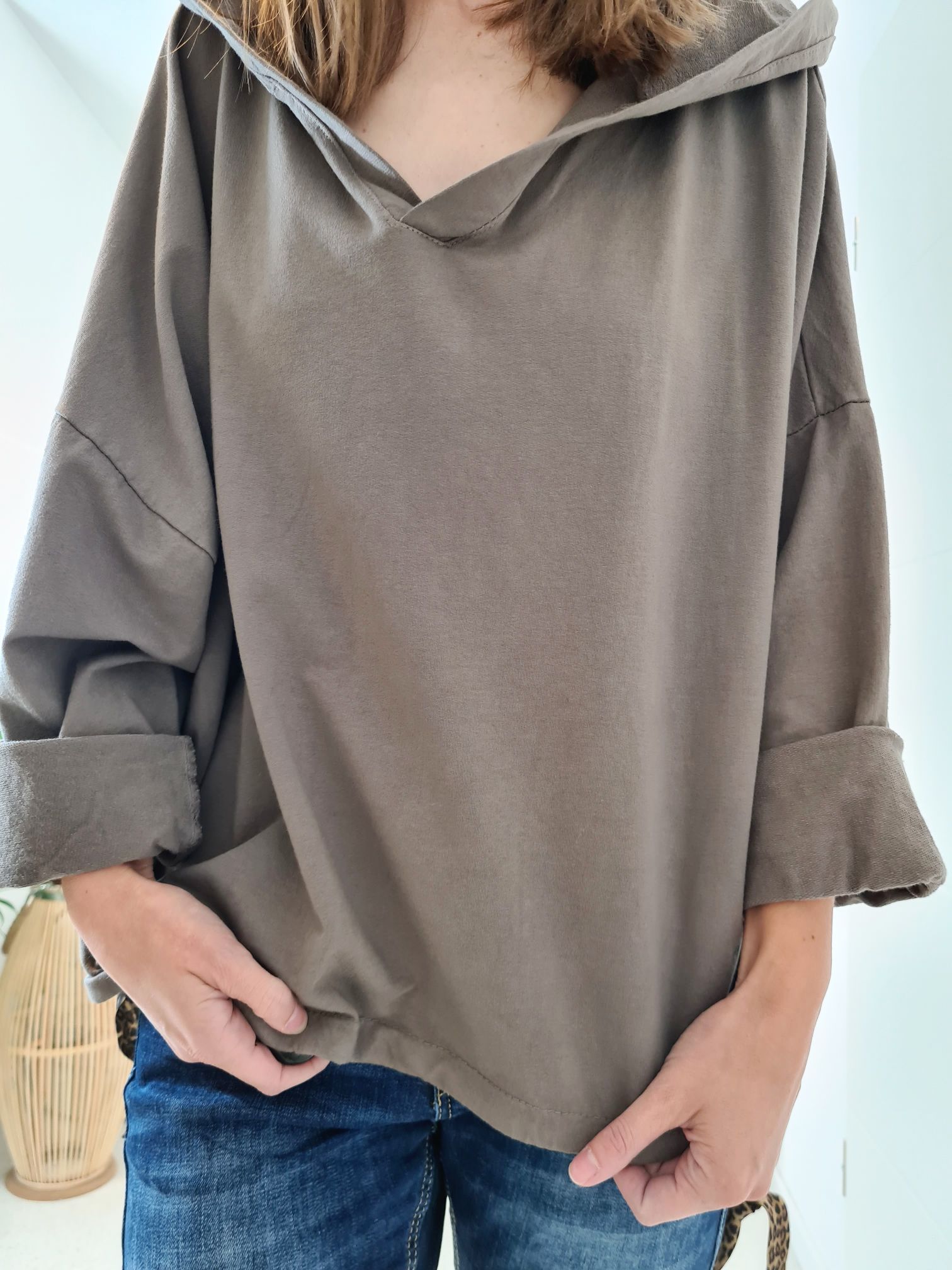 HOODIE NAOMI TAUPE Sweater Kapuze Made in Italy 34-42 Longsleeve Pullover LEO Leopard HOODIE NAOMI TAUPE Sweater Kapuze Made in Italy 34-42 Longsleeve Pullover LEO Leopard