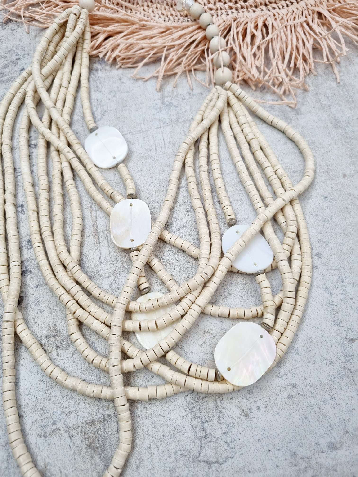 BOHO KETTE MURIEL NATUR Halskette Modeschmuck Italy Design Beach Neckless BOHO KETTE MURIEL NATUR Halskette Modeschmuck Italy Design Beach Neckless