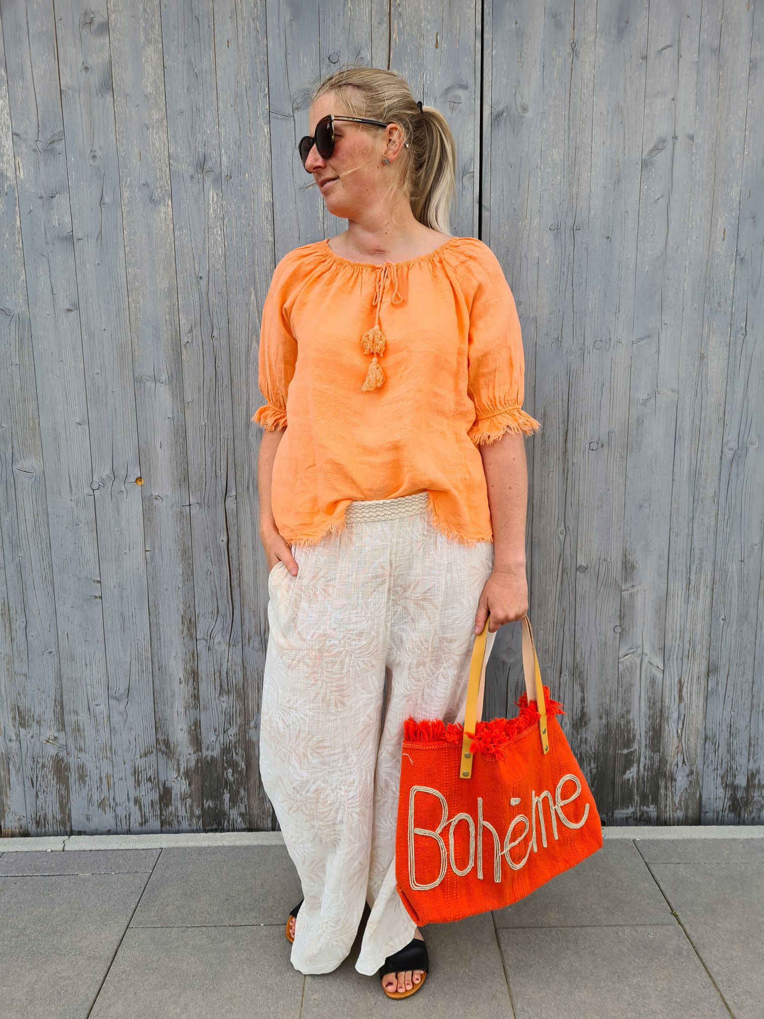 LINEN BLUSE VERONA KORALLE 34-40 Made in Italy Leinen Oversize Tunika Shirt ORANGE LINEN BLUSE VERONA KORALLE 34-40 Made in Italy Leinen Oversize Tunika Shirt ORANGE