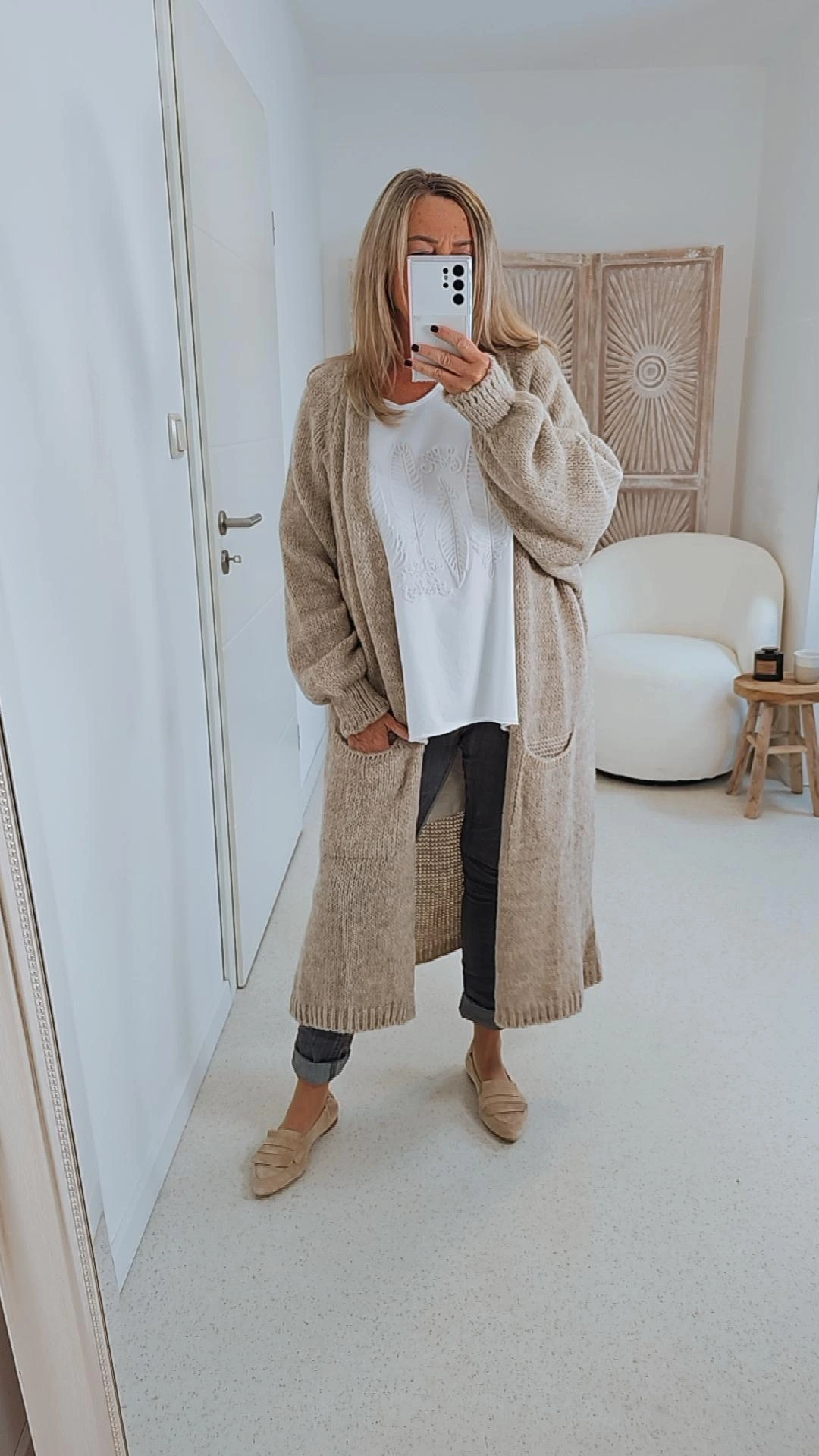 KNIT CARDIGAN SABINE LONG 34-42 Made in Italy lange Strick Jacke Mantel Oversize