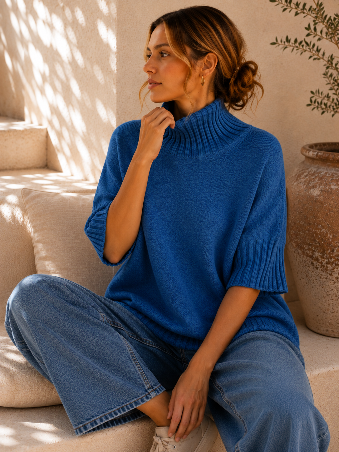 Strickpullover mit Stehkragen & Rippenstrick I NO. SP0017 I Made in Italy 34-42/44