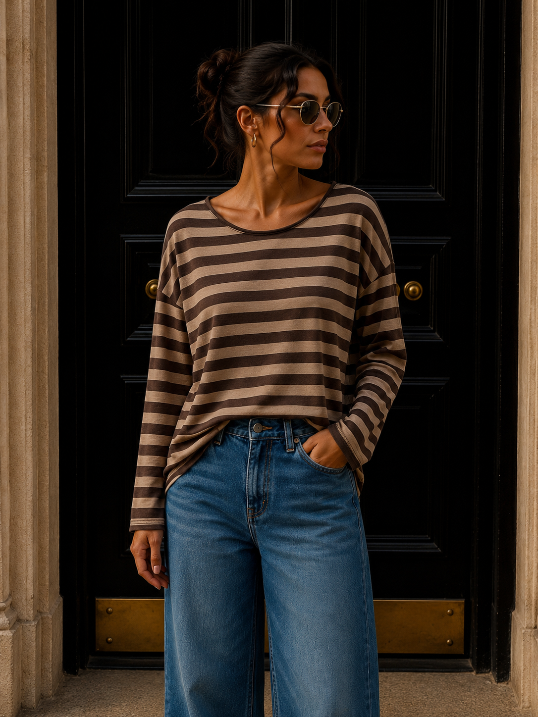 Longsleeve mit Streifen I LS0039 I Made in Italy 34-42