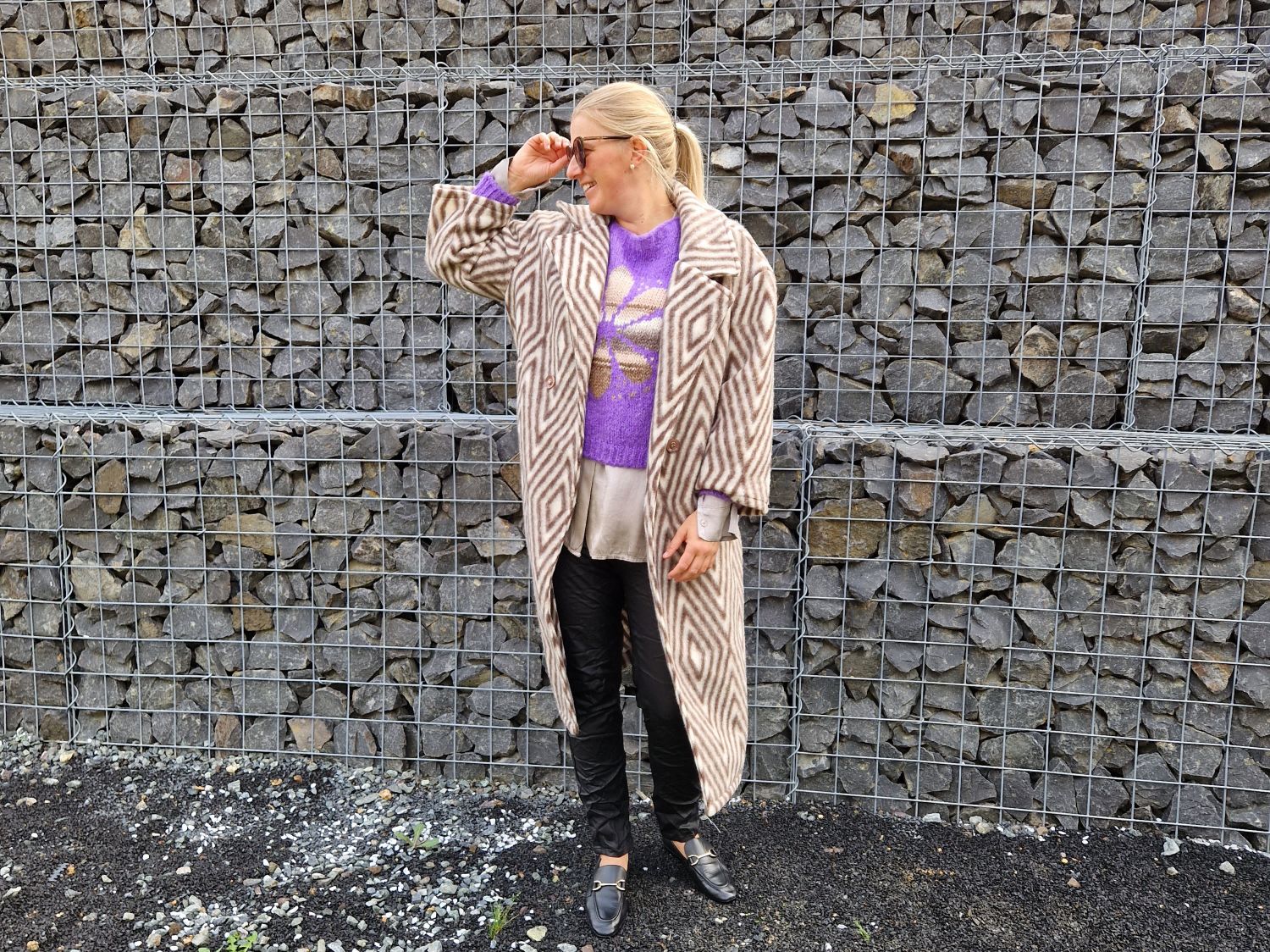 WOLL MANTEL MERLE STRIPES BRAUN 36-42 Made in Italy Winter Jacke Fleece Mantel COAT WOLL MANTEL MERLE STRIPES BRAUN 36-42 Made in Italy Winter Jacke Fleece Mantel COAT