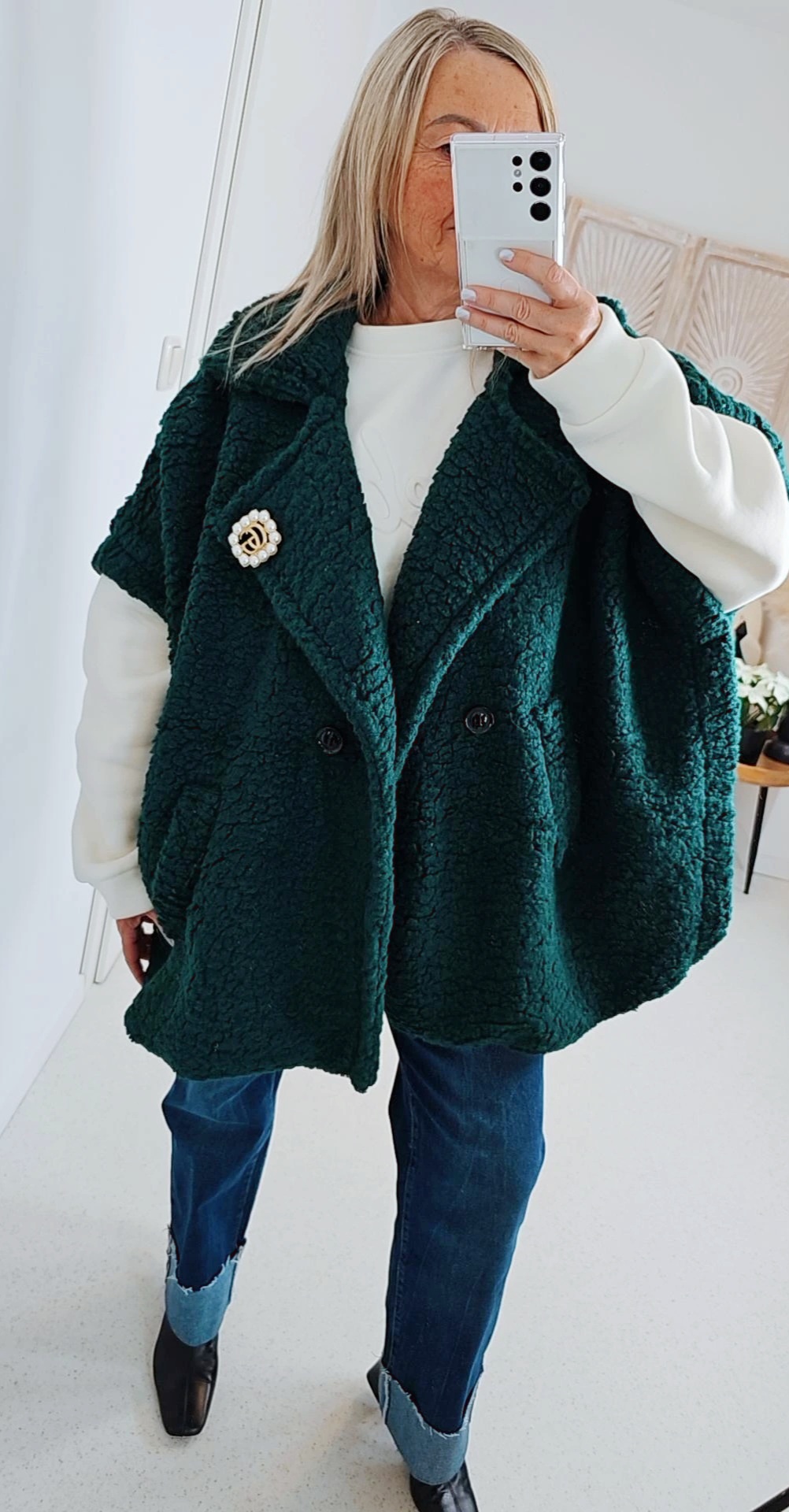 TEDDY WESTE ANNI  Made in Italy 34-46/48 Mantel Jacke ärmellos  COAT