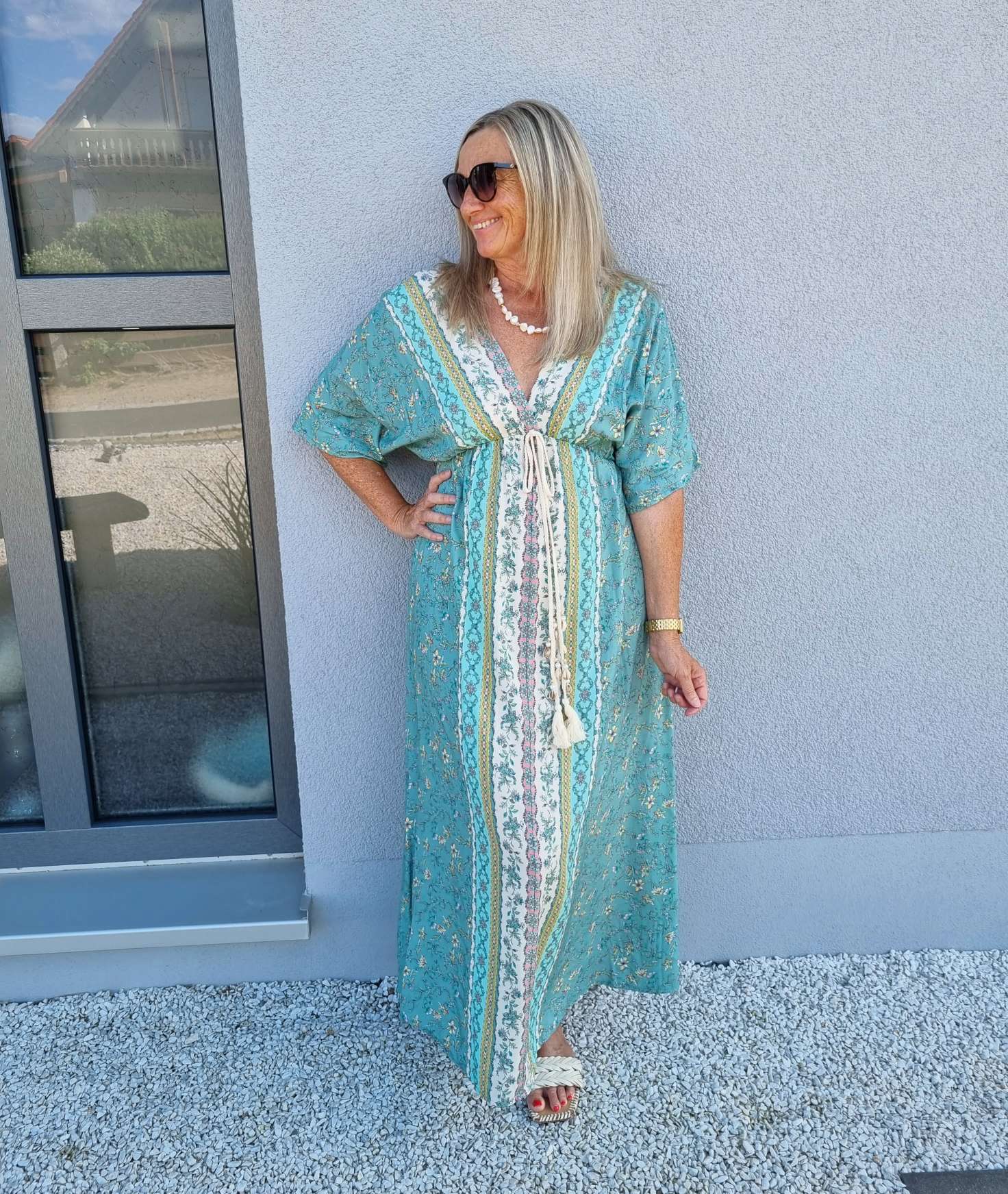 FLORAL MAXI DRESS VIVI MINT GRÜN 34-42 Made in Italy langes Sommer Kleid FLOWERS Blumen Boho FLORAL MAXI DRESS VIVI MINT GRÜN 34-42 Made in Italy langes Sommer Kleid FLOWERS Blumen Boho