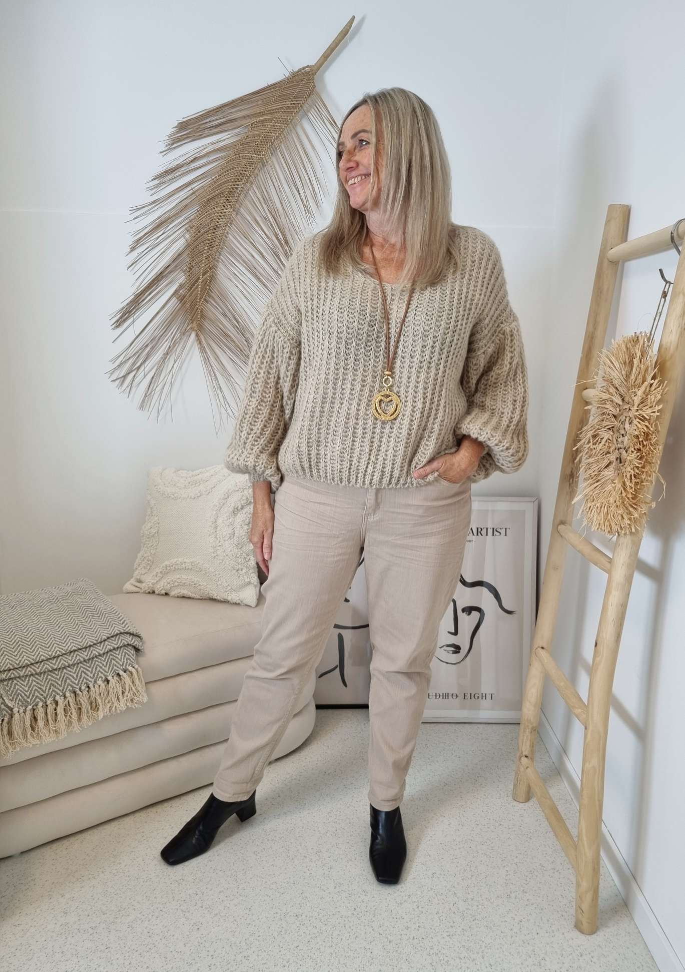 MOM JEANS EMILY BEIGE - VARIANTENARTIKEL Denim Baggy Stretch Hose MOM JEANS EMILY BEIGE - VARIANTENARTIKEL Denim Baggy Stretch Hose
